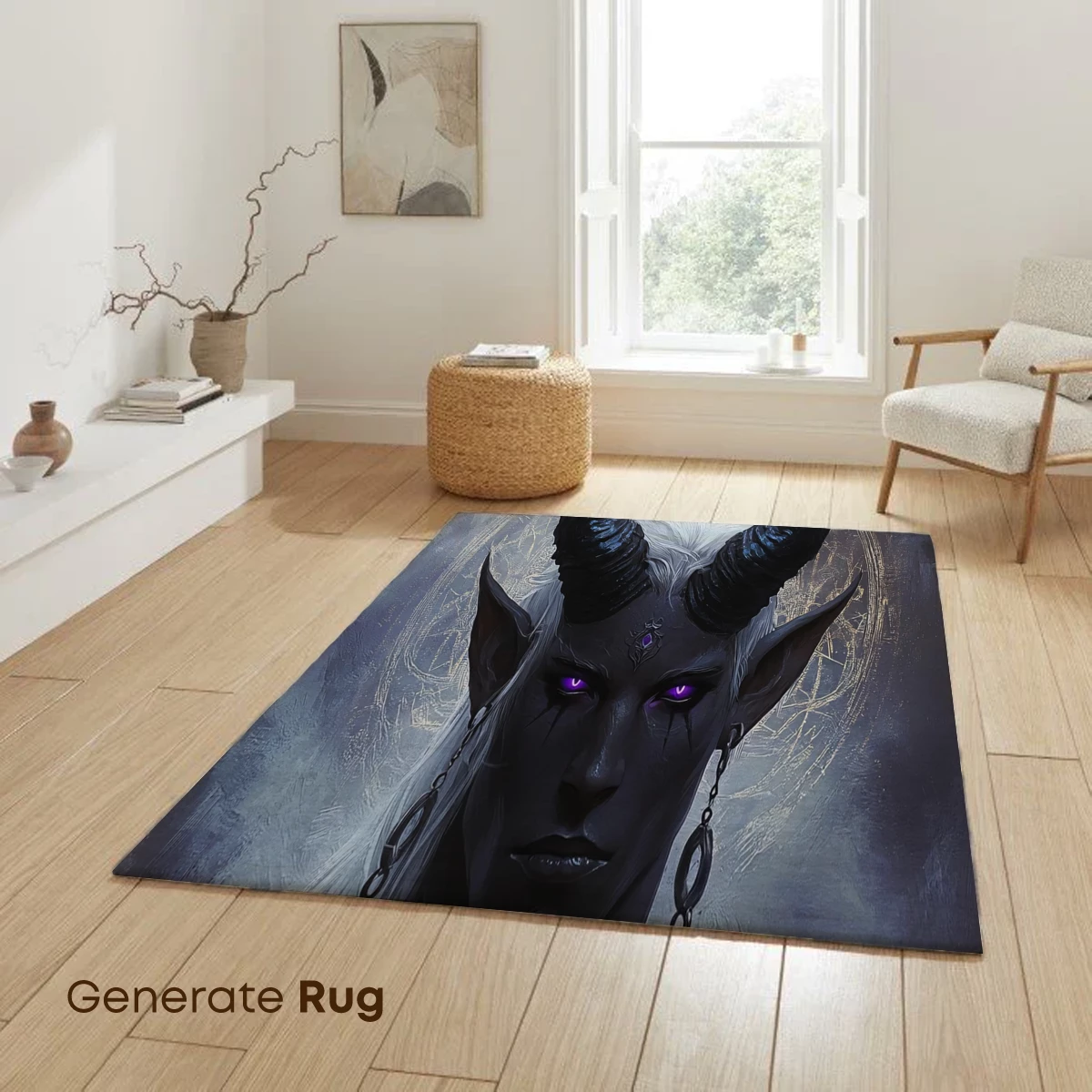 Dark Elegance: Horned Mystic with Celestial Symbolism - Image 6