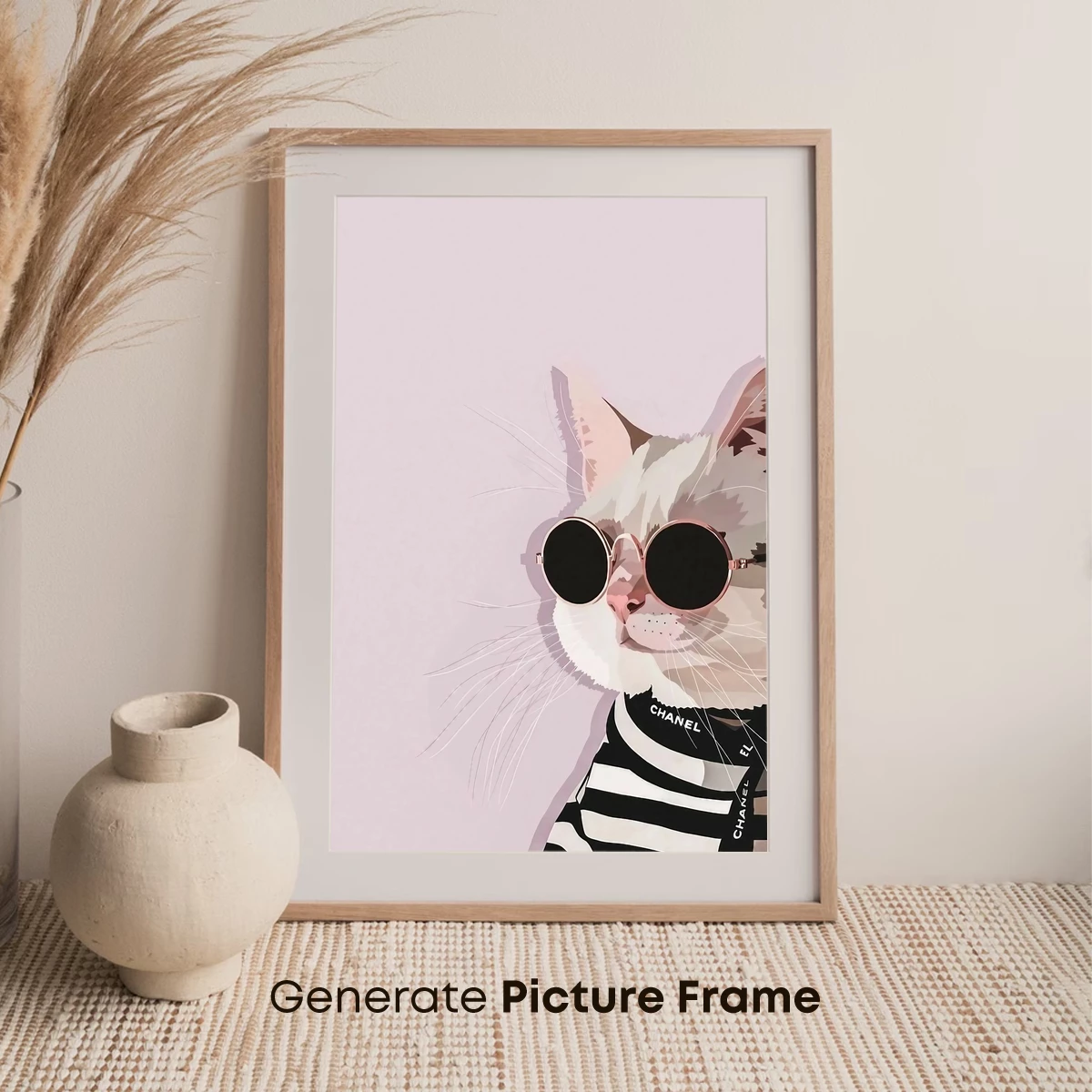 Chic Cat in Stripes: A Fashionable Feline Fantasy - Image 7