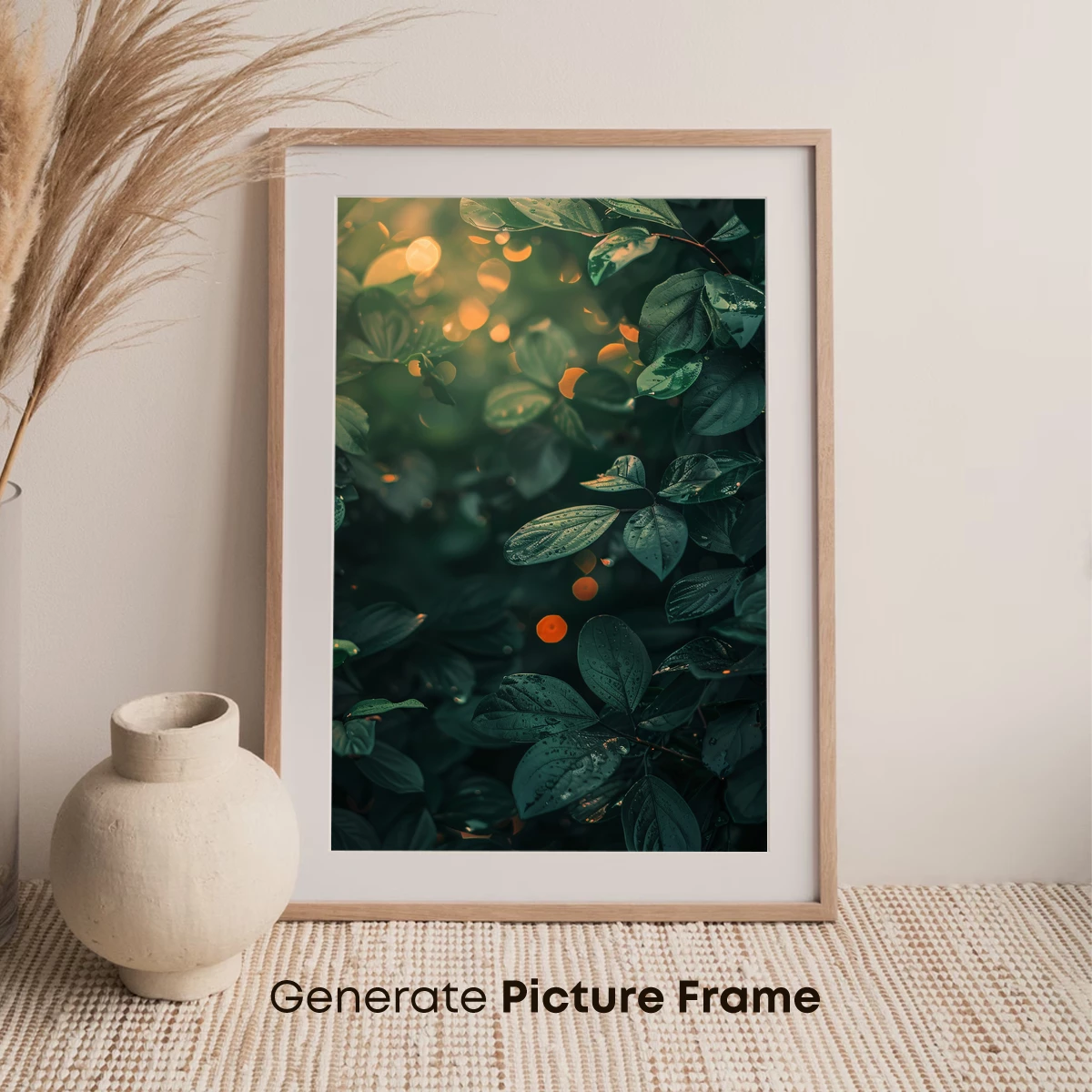 Enchanted Forest Glow: Dew-Kissed Leaves in Sunset Light - Image 7