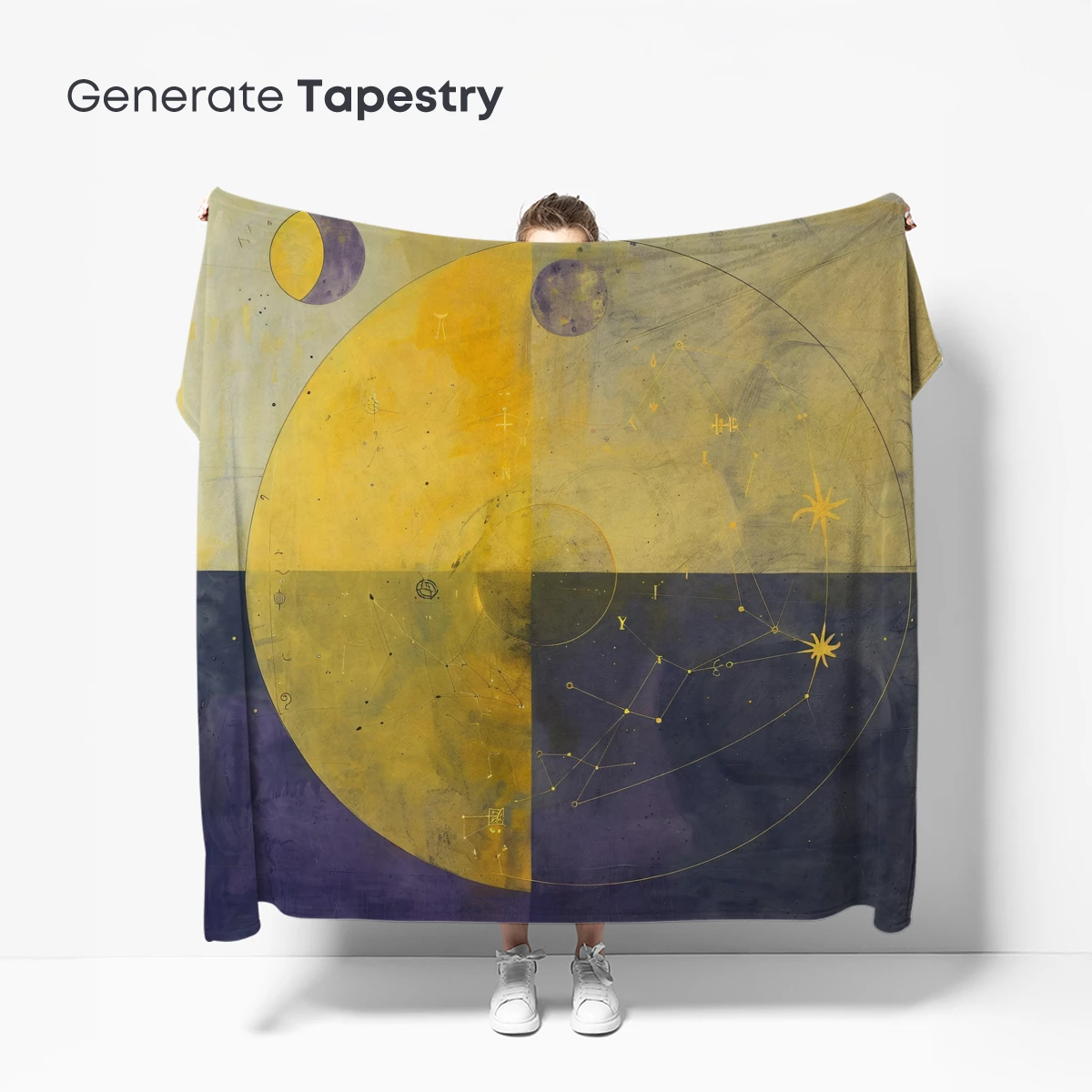 Celestial Harmony: Yellow and Indigo Constellation Art - Image 5