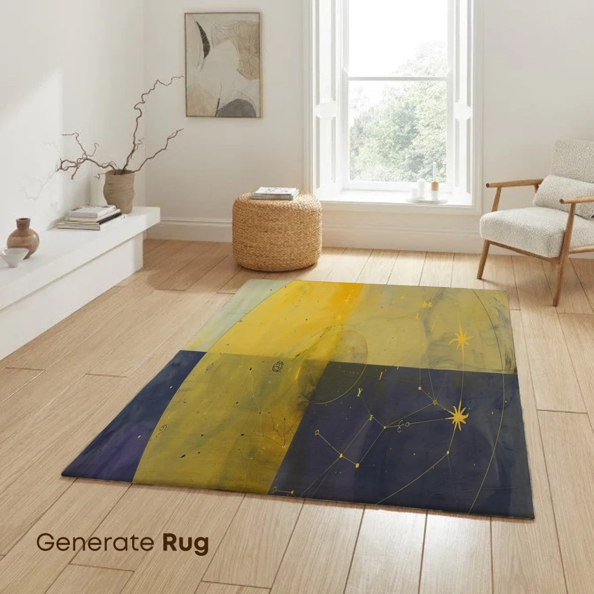 Celestial Harmony: Yellow and Indigo Constellation Art - Image 6