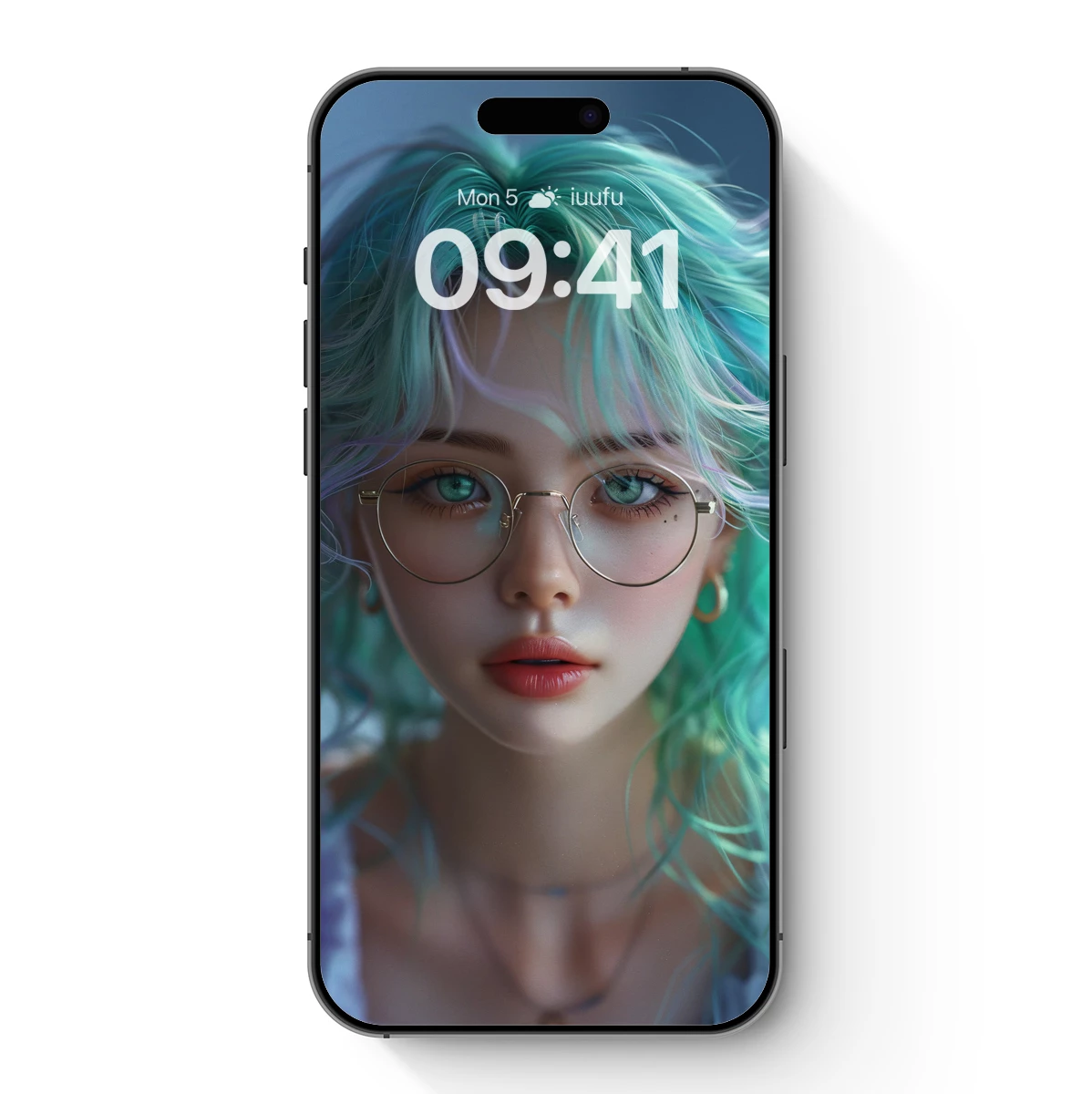 Ethereal Aqua Hair and Round Glasses Portrait Ethereal Aqua Hair and Round Glasses Portrait