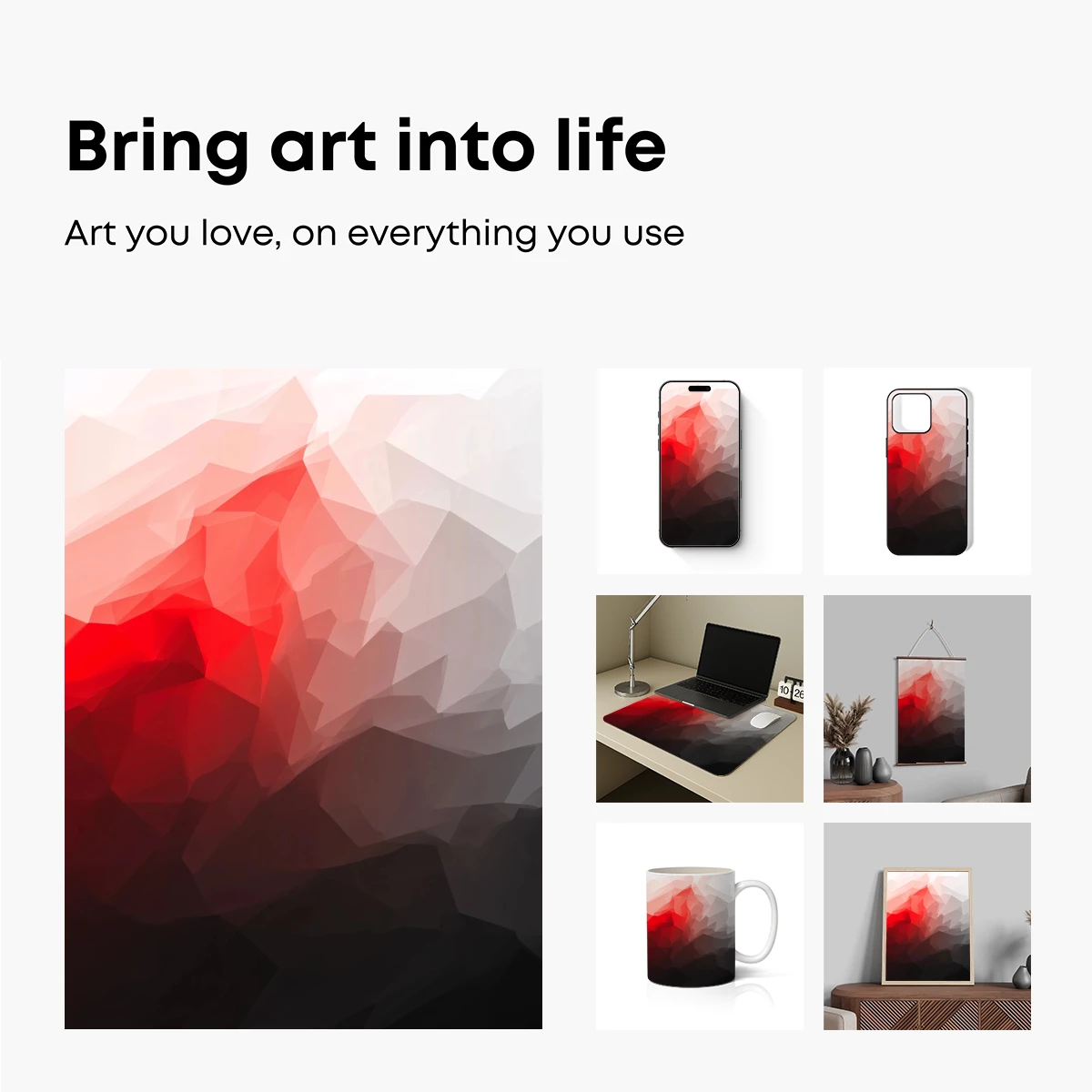 Geometric Passion: Red and Gray Abstract Mosaic