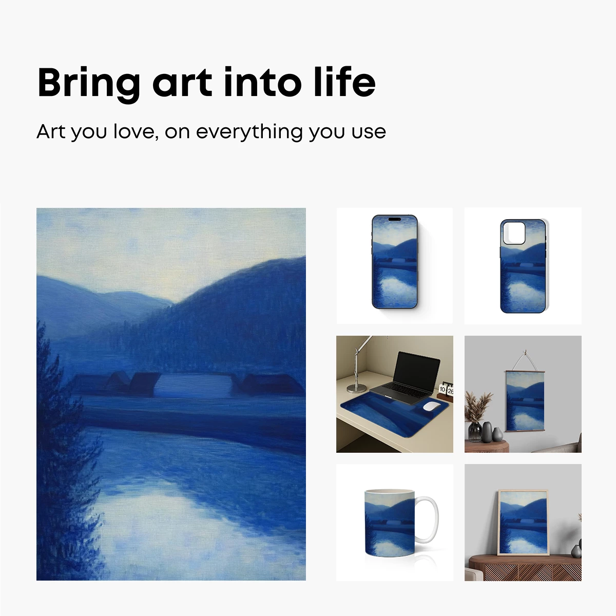 Blue Twilight Serenity: A Monochromatic Landscape Symphony - Image 2