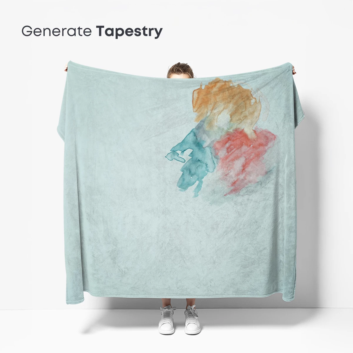 Abstract Watercolor Fusion: Teal, Coral, and Amber Harmony - Image 5