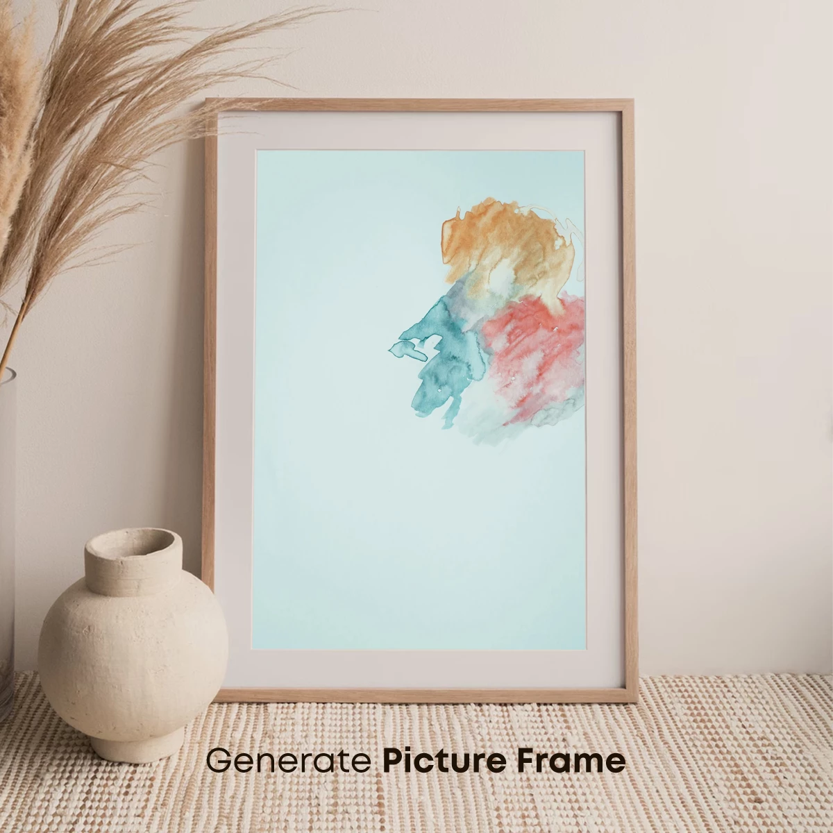 Abstract Watercolor Fusion: Teal, Coral, and Amber Harmony - Image 7