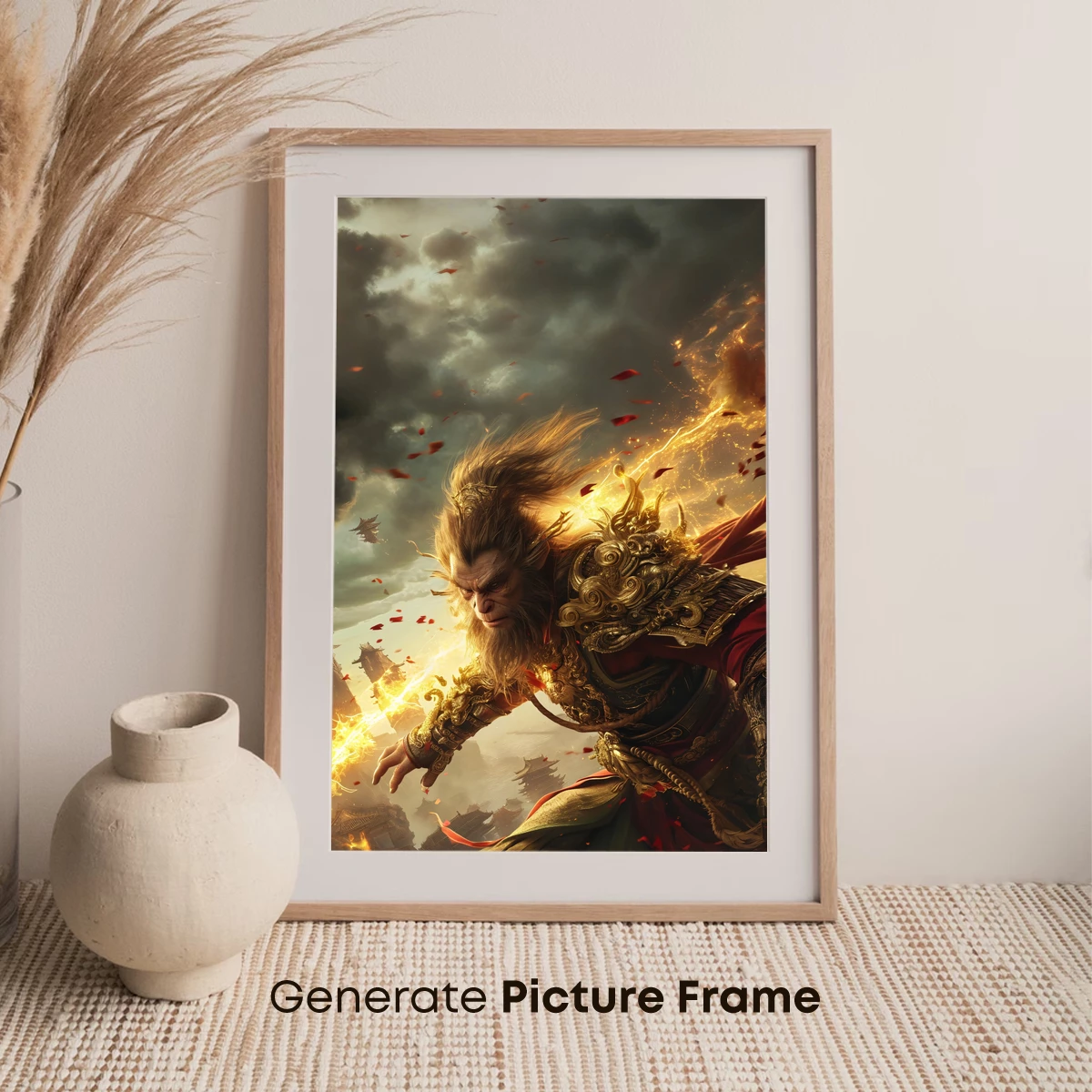 Epic Warrior in Golden Armor: Mythical Battle Scene - Image 7
