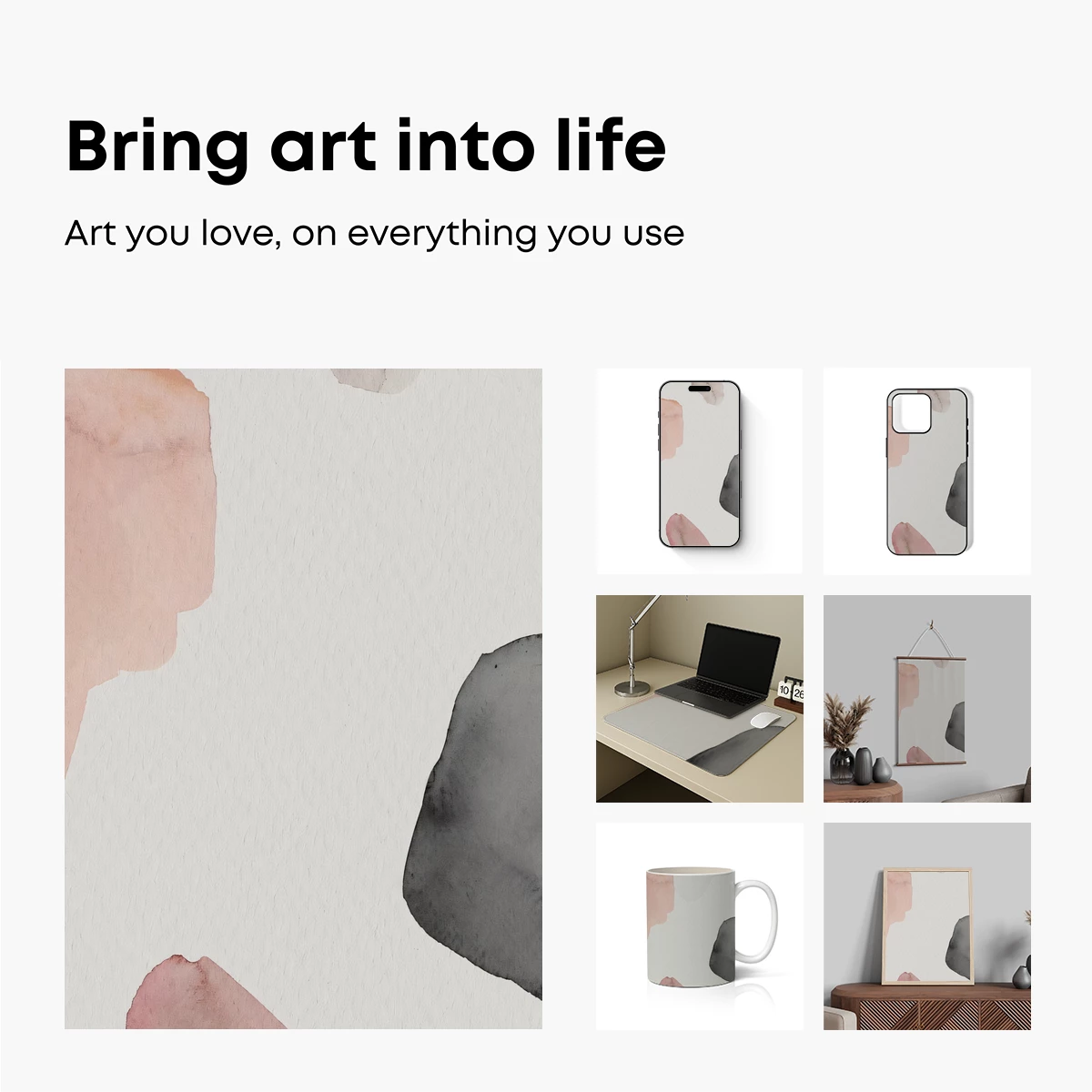 Abstract Watercolor Elegance: Soft Blots on Canvas - Image 2