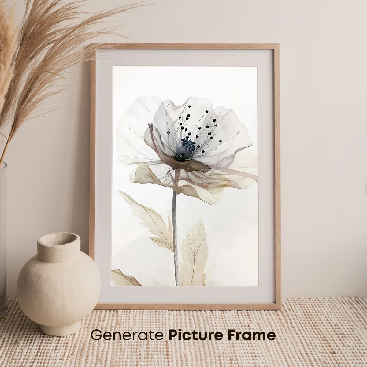 Ethereal Poppy: Monochrome Transparency Art - Image 7