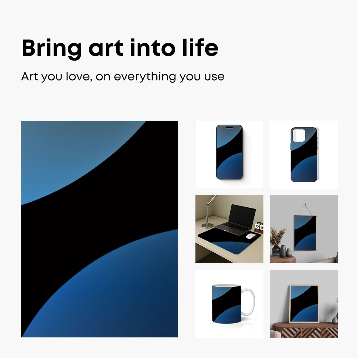 Eclipse of Serenity: Blue and Black Abstract Flow - Image 2