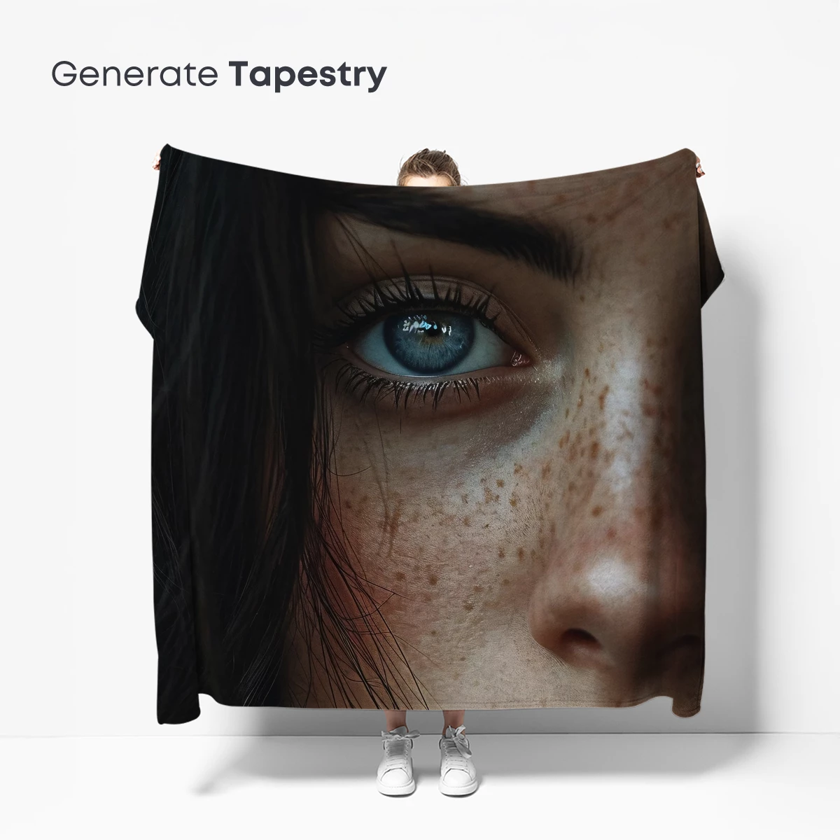 Freckled Gaze: Intense Blue Eye Portrait - Image 5