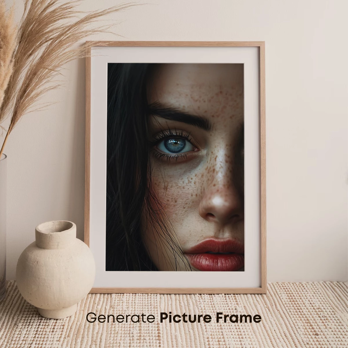 Freckled Gaze: Intense Blue Eye Portrait - Image 7
