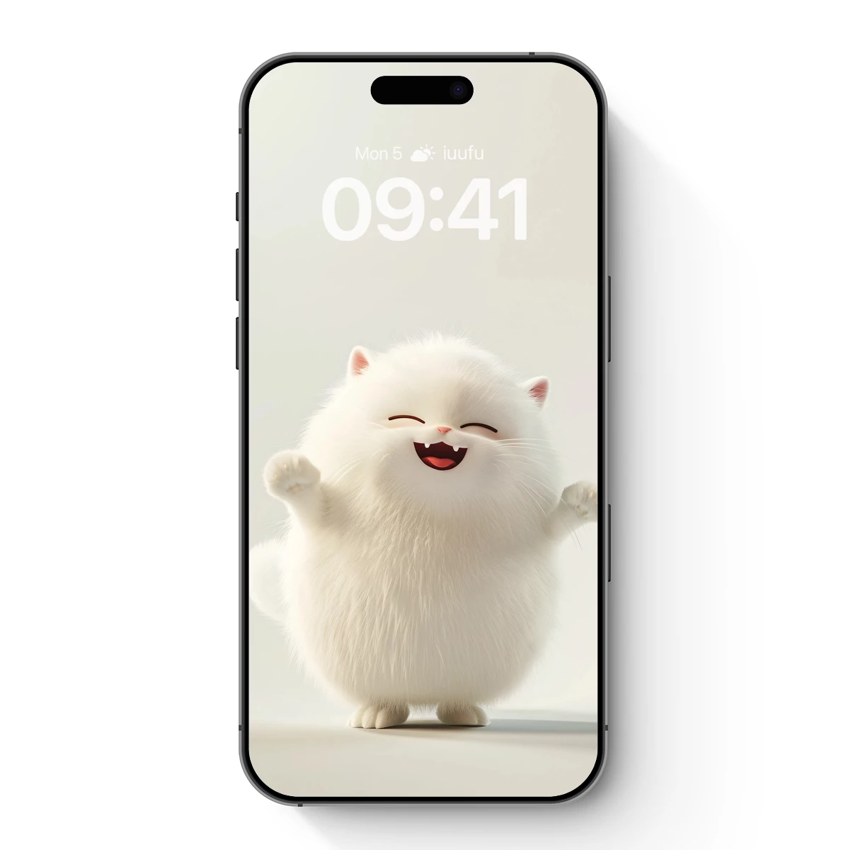 Fluffy Joy: Whimsical White Cat in Ecstatic Dance