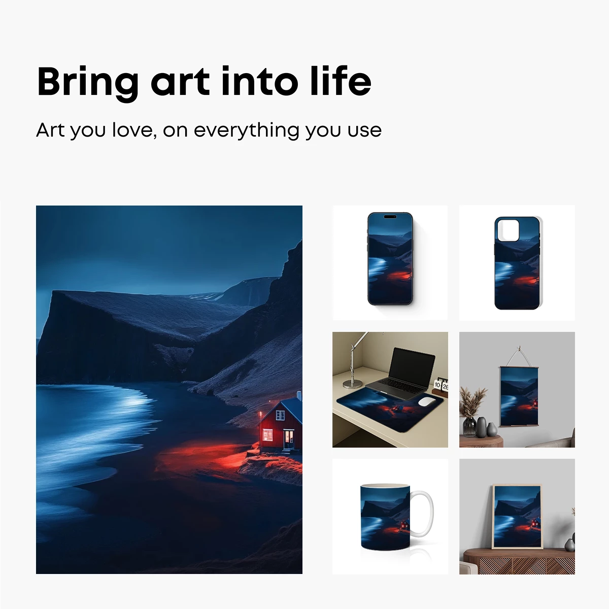 Luminous Solitude: Coastal Cabin at Twilight - Image 2