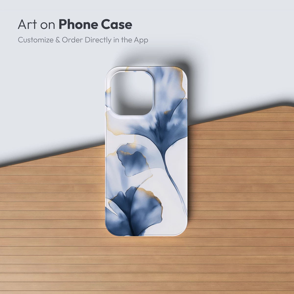 Ethereal Ginkgo Whispers in Blue and Gold - Image 2