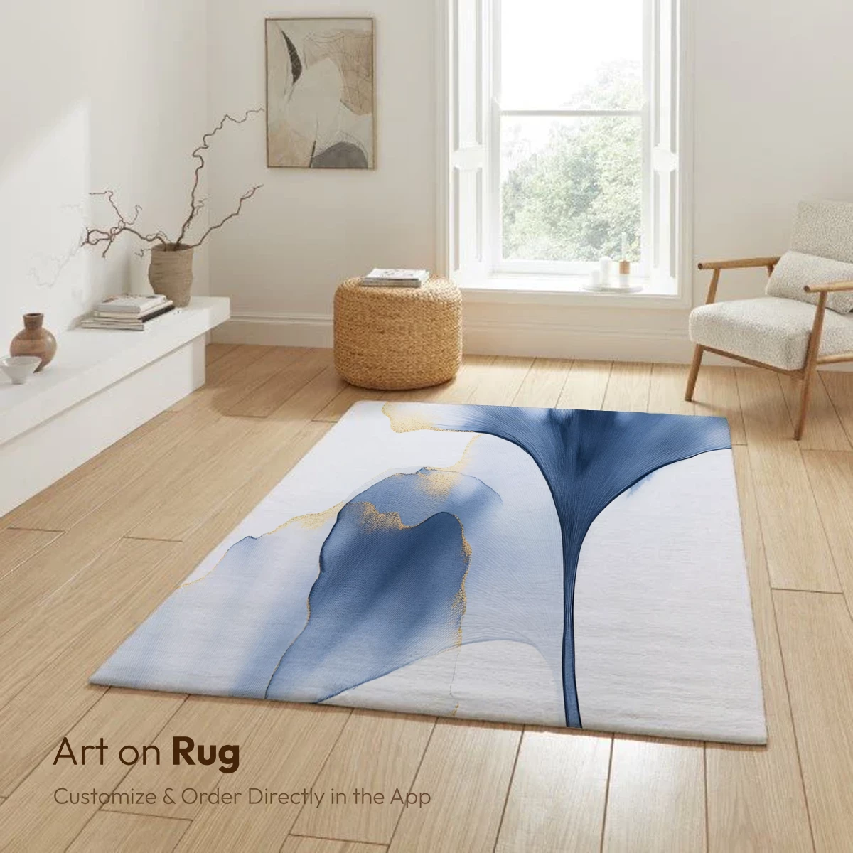 Ethereal Ginkgo Whispers in Blue and Gold - Image 5