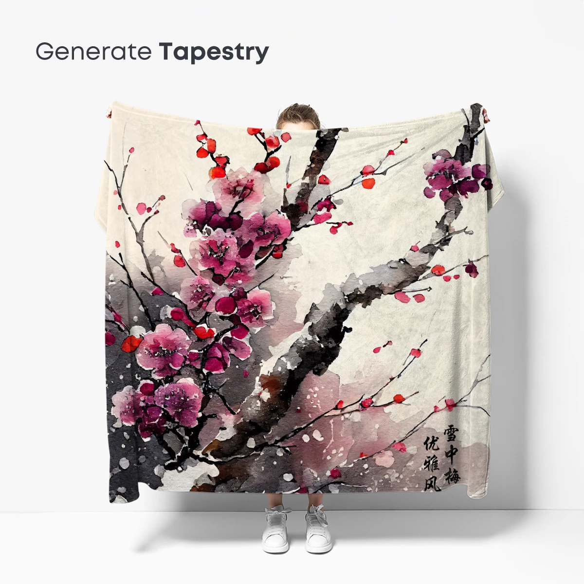 Elegant Winter Blossoms: Ink and Watercolor Harmony - Image 5