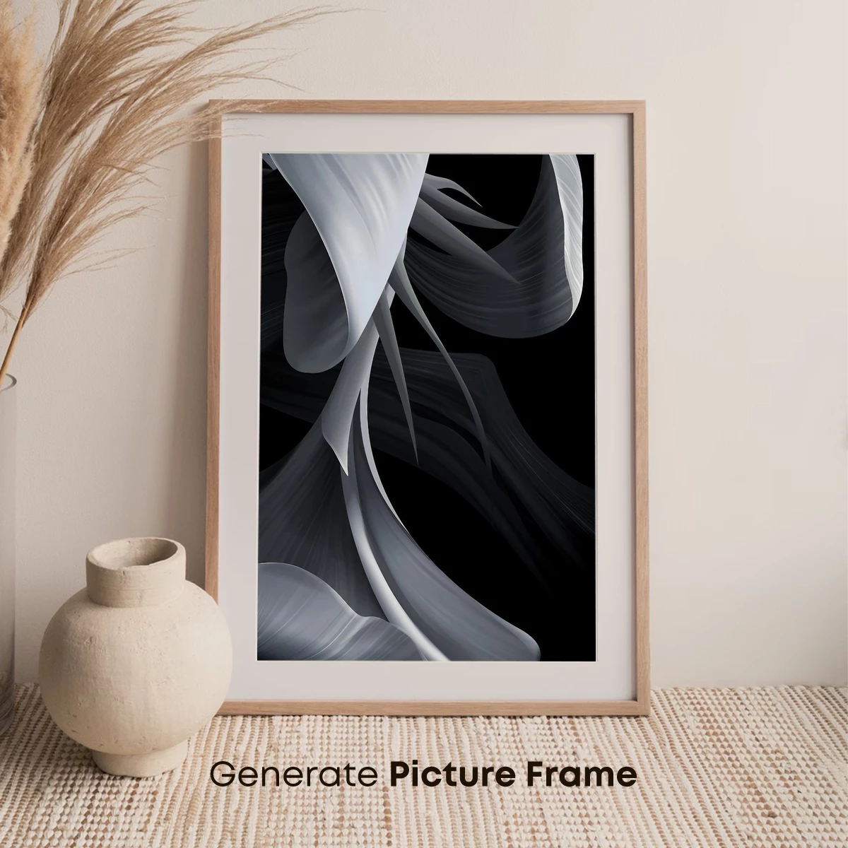 Ethereal Silk Dance: Abstract Flow in Monochrome - Image 7