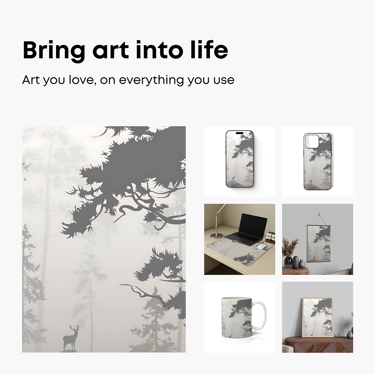 Misty Forest Sentinel: Deer in Silhouette Misty Forest Sentinel: Deer in Silhouette