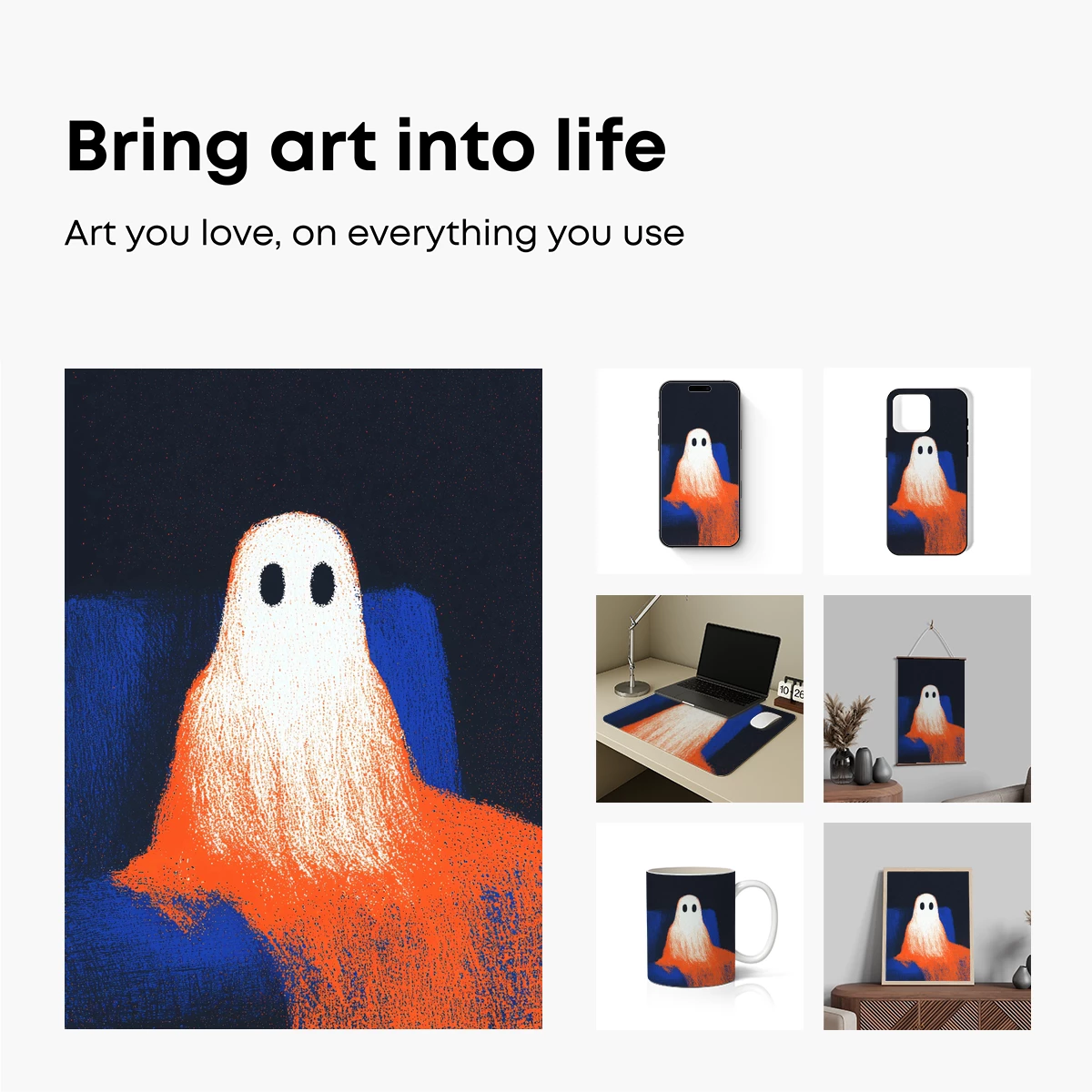 Ghostly Glow: Orange and Blue Haunt - Image 2