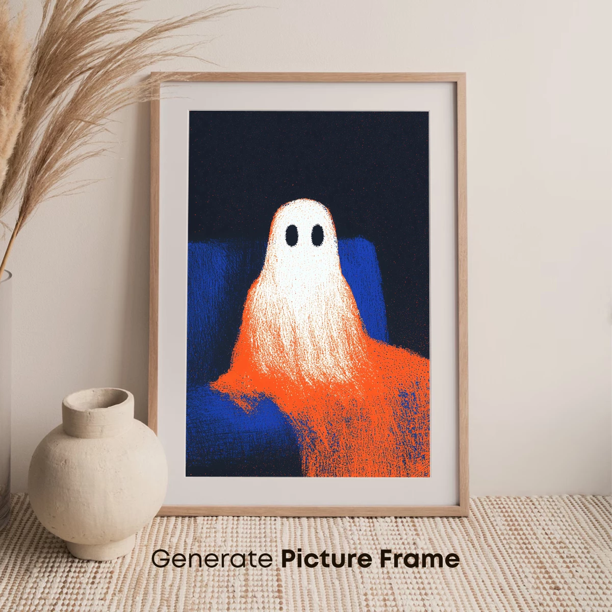 Ghostly Glow: Orange and Blue Haunt - Image 7