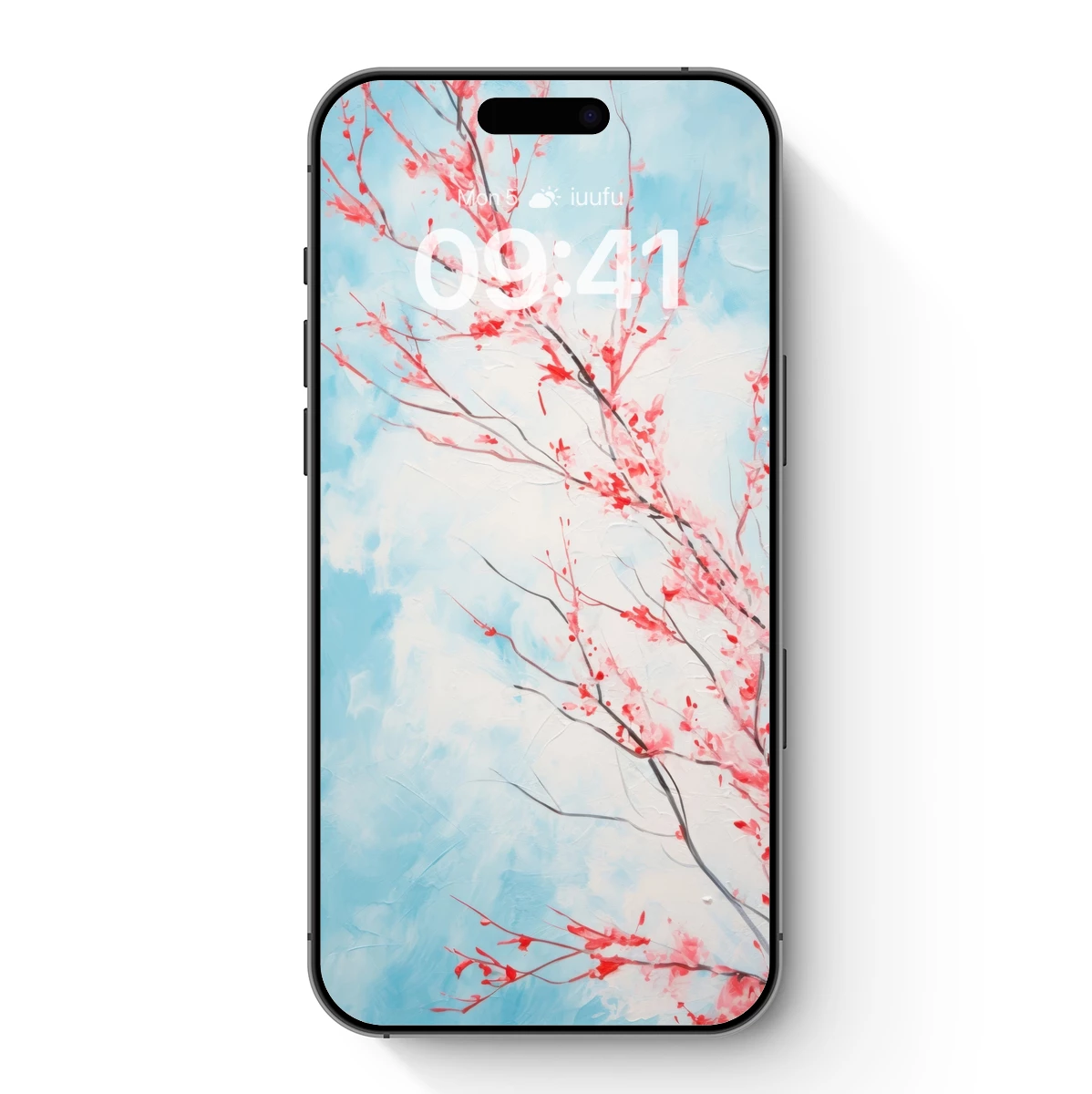 Blossom Sky: Abstract Red Branches Against Ethereal Blue