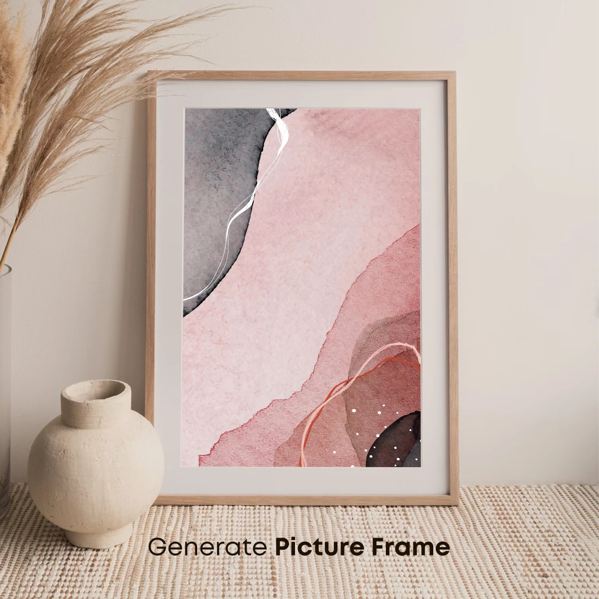 Abstract Flow: Pink and Gray Watercolor Waves - Image 7