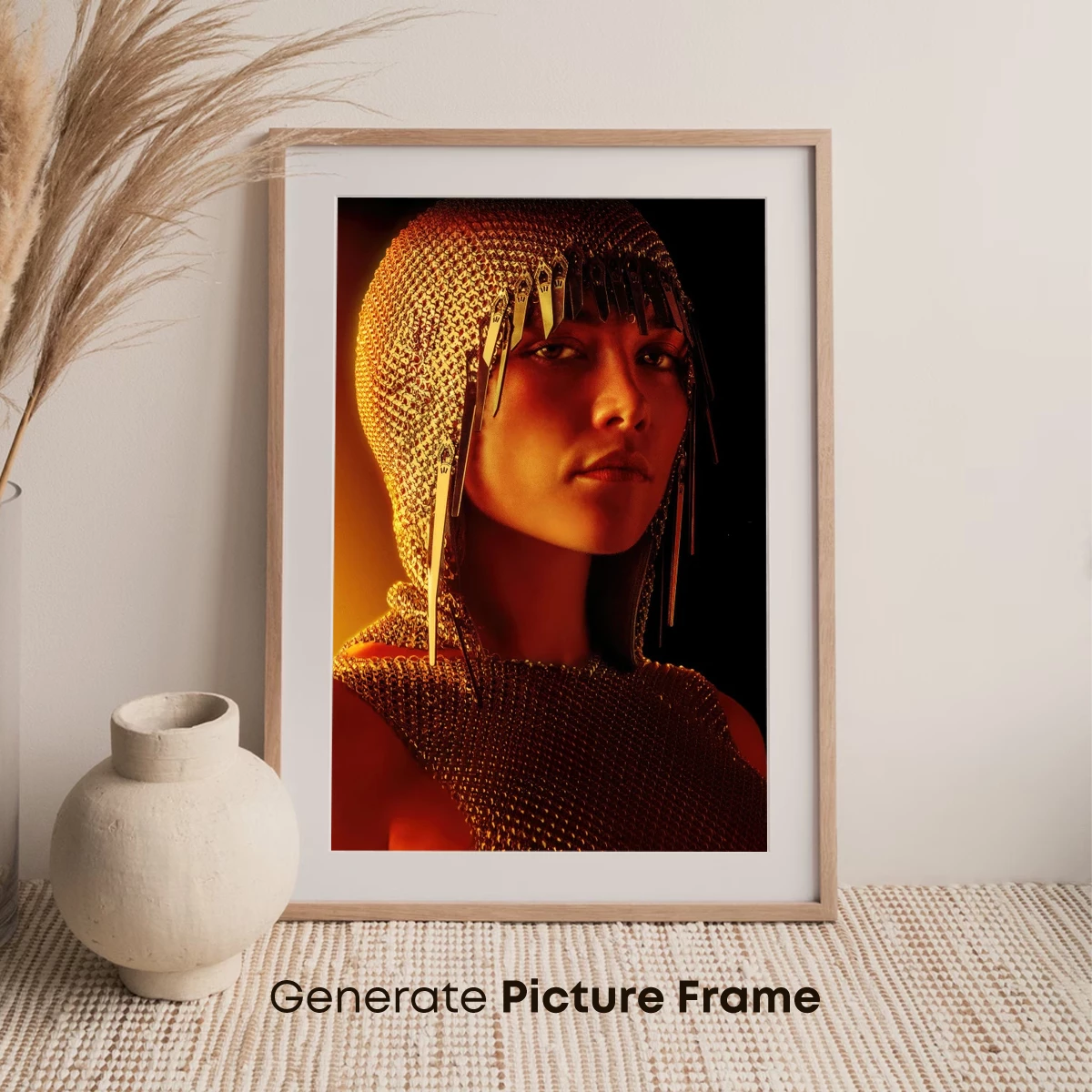 Golden Chainmail Elegance: Futuristic Warrior Aesthetic - Image 7