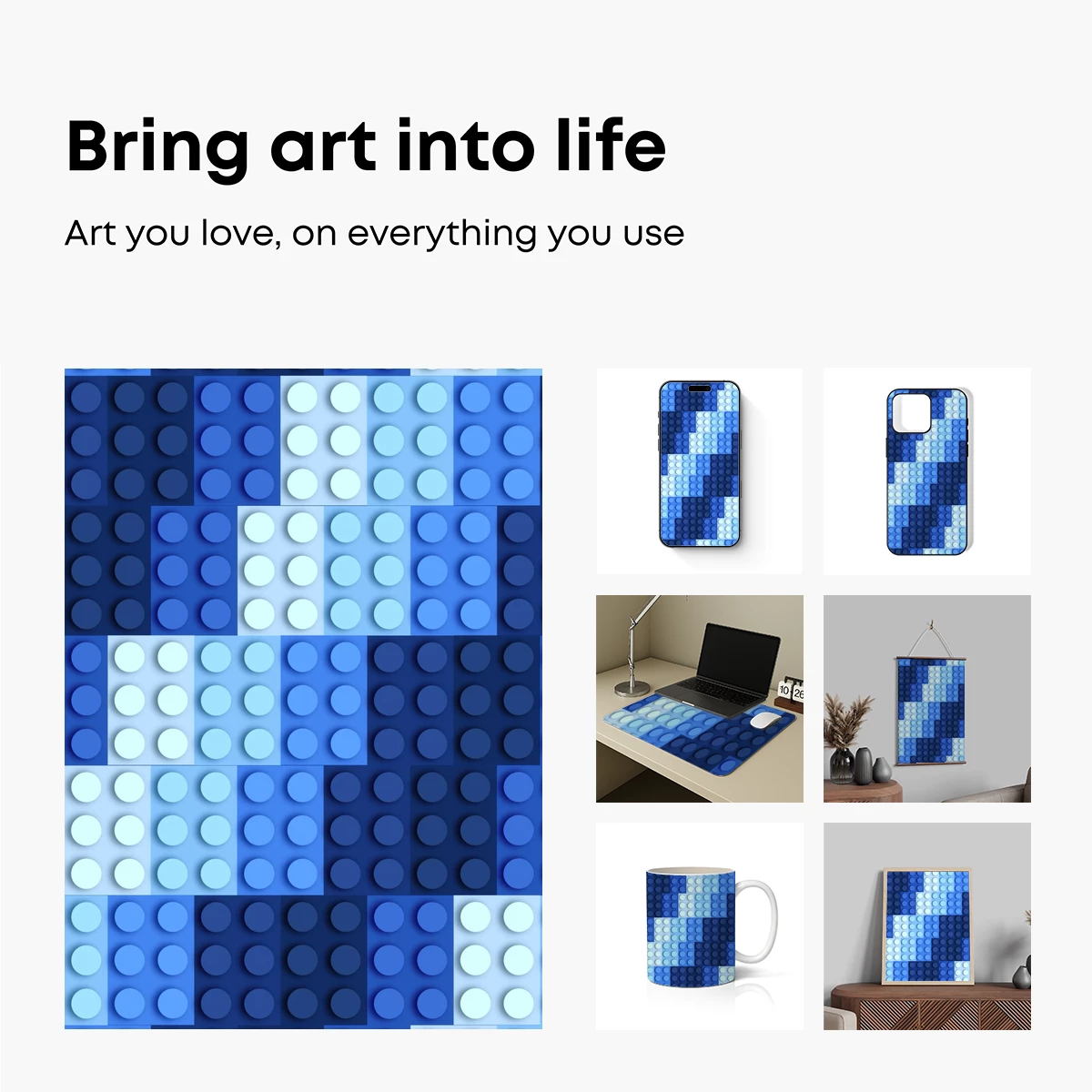Blue Gradient Grid: A Modern Pixel Art Symphony - Image 2