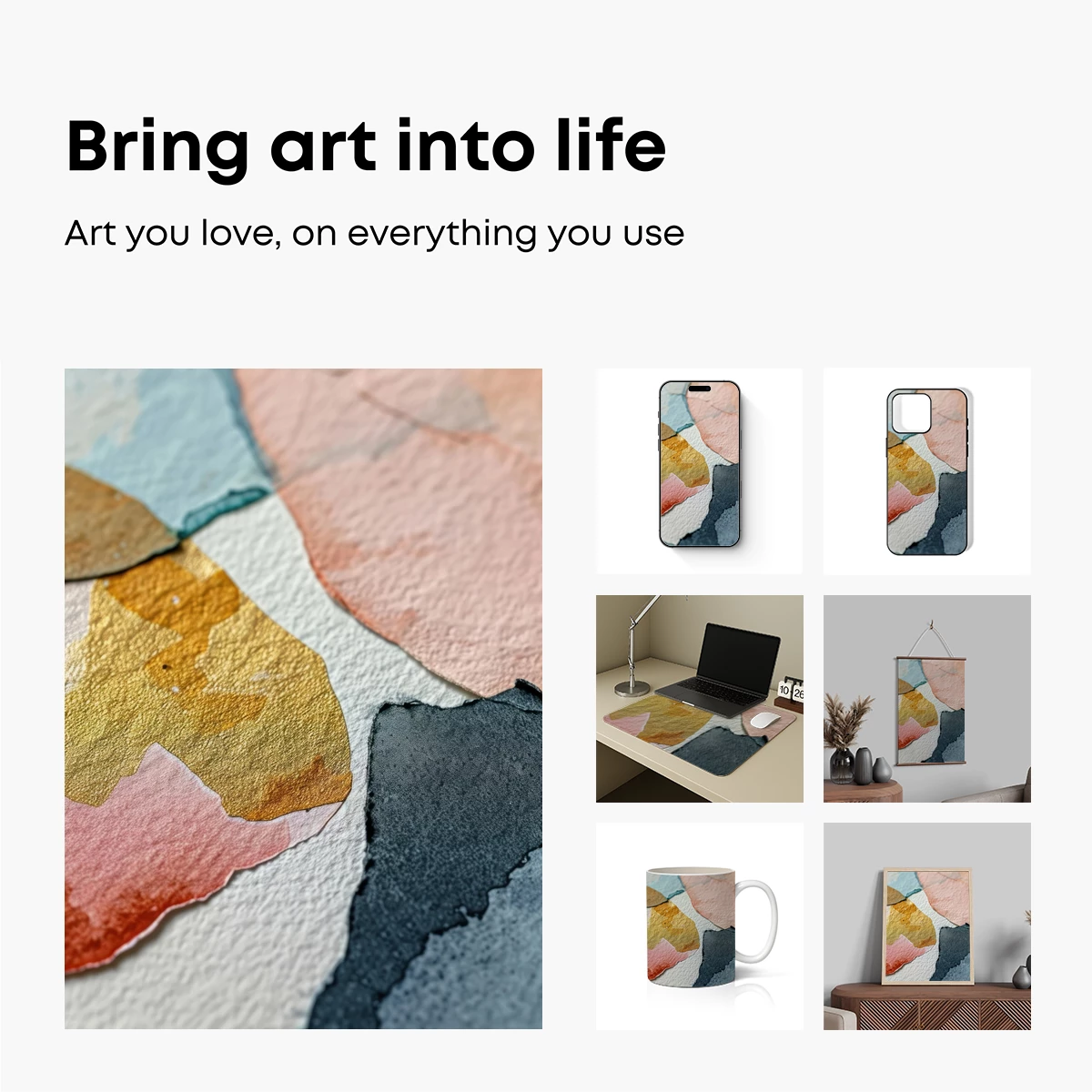 Abstract Watercolor Fusion: Warm Tones and Dark Depths