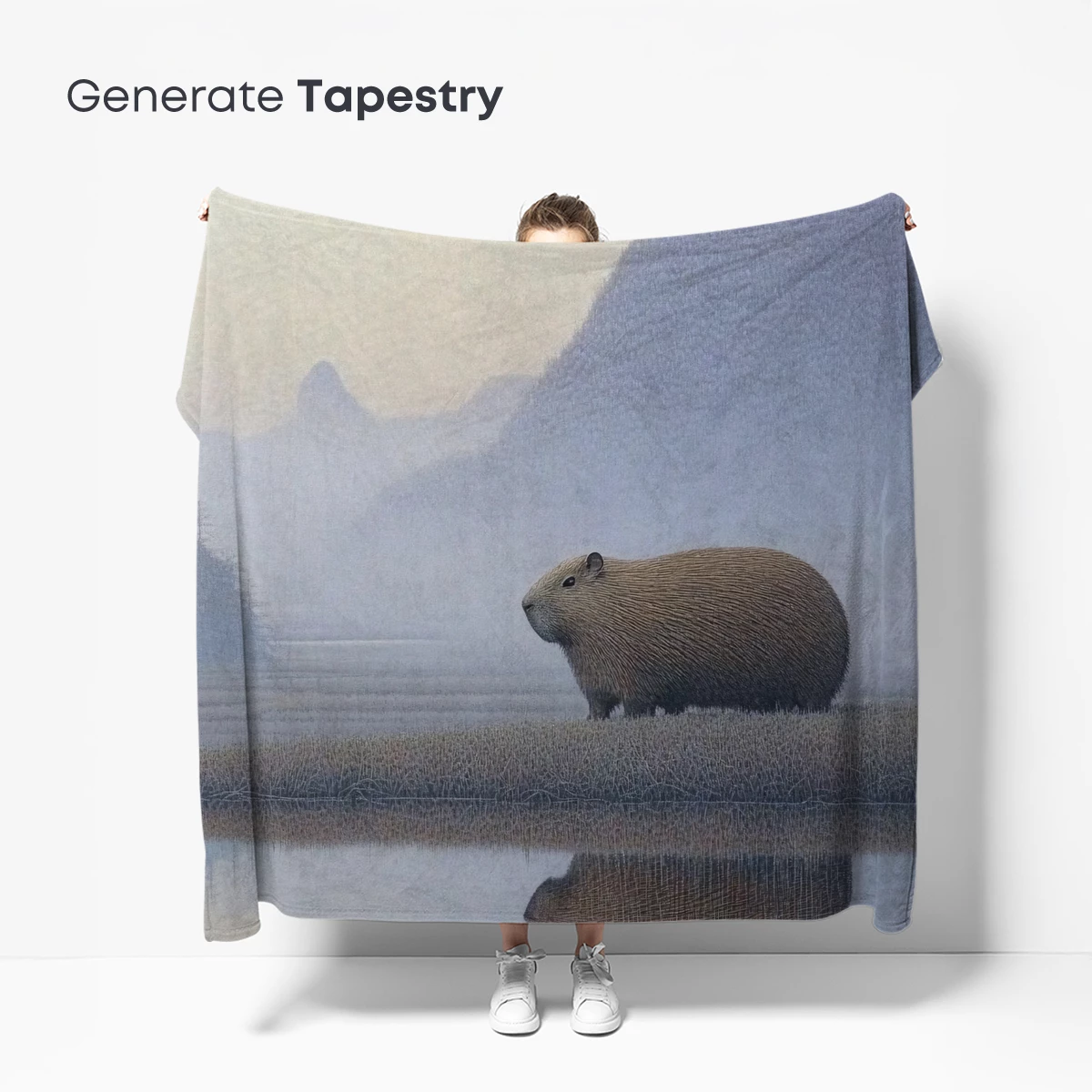Misty Capybara Reflection: Zen Waterscape - Image 5