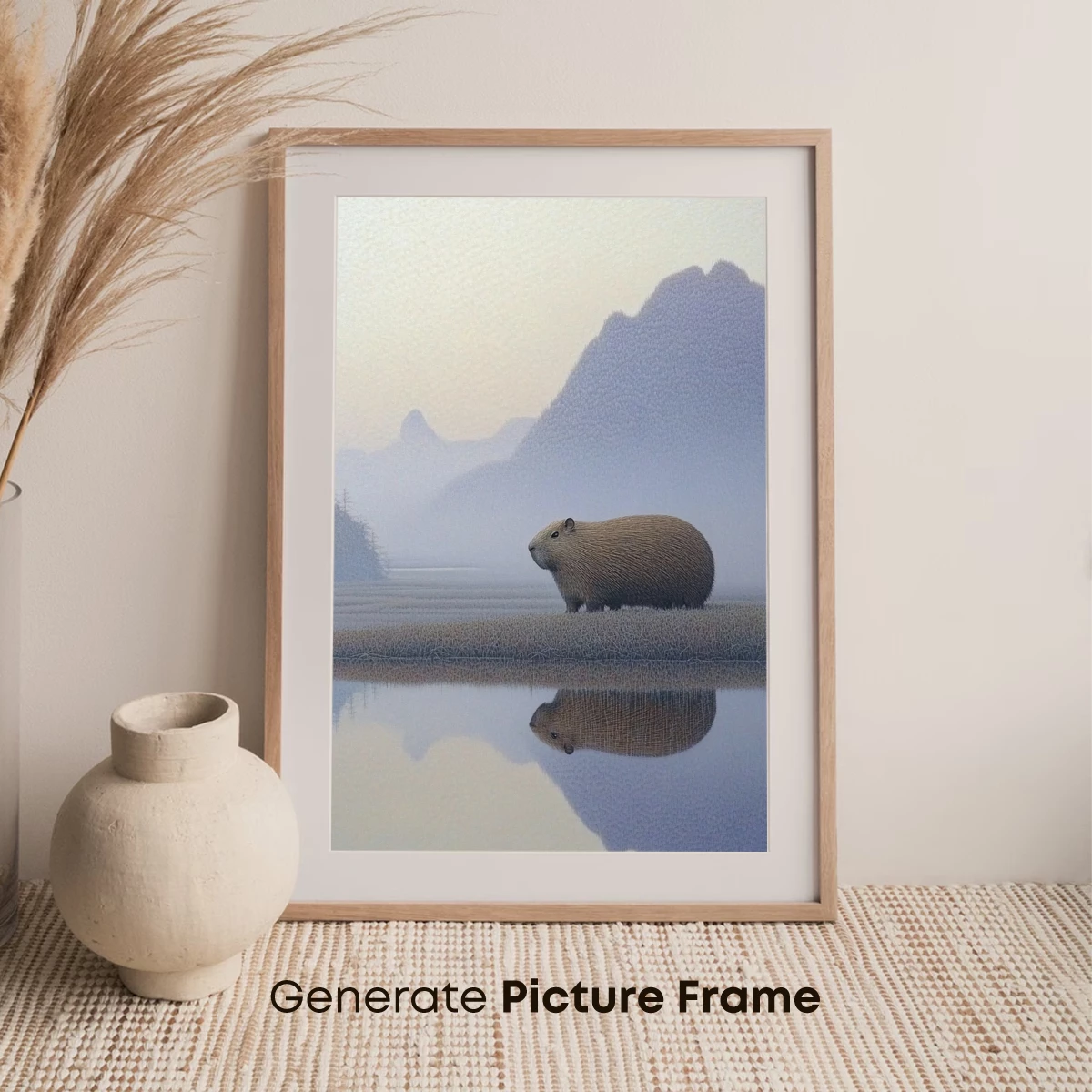 Misty Capybara Reflection: Zen Waterscape - Image 7