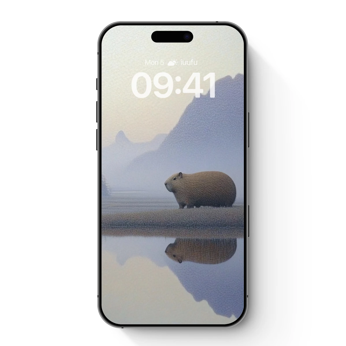 Misty Capybara Reflection: Zen Waterscape