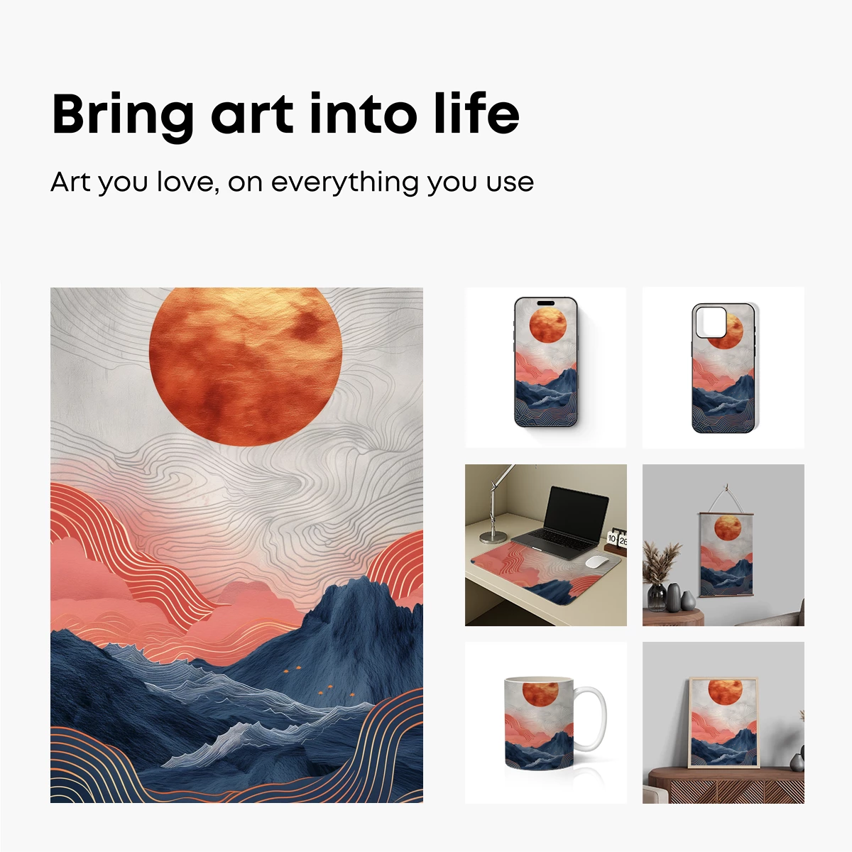 Eternal Sunset: Hokusai-Inspired Mountain Waves - Image 2