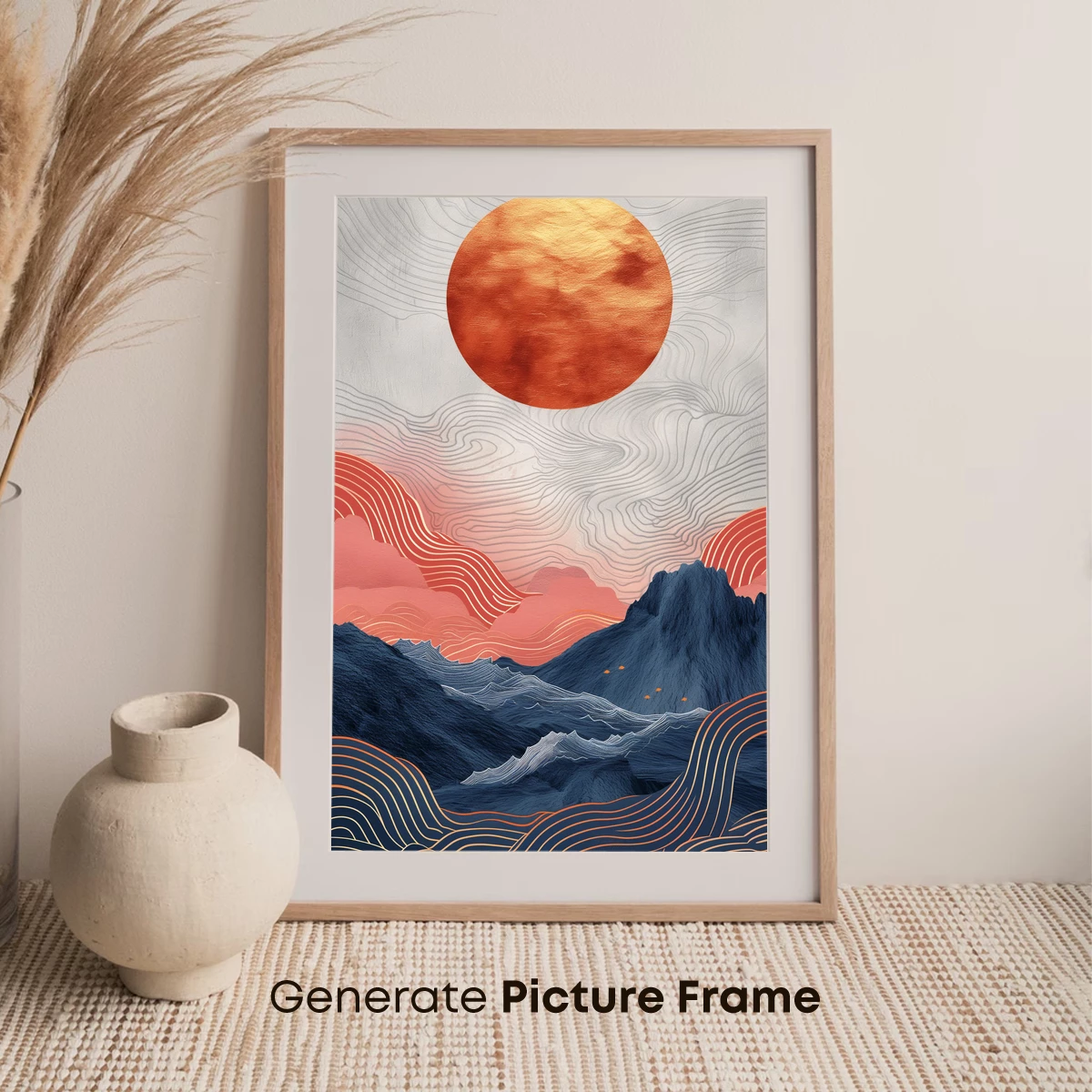 Eternal Sunset: Hokusai-Inspired Mountain Waves - Image 7