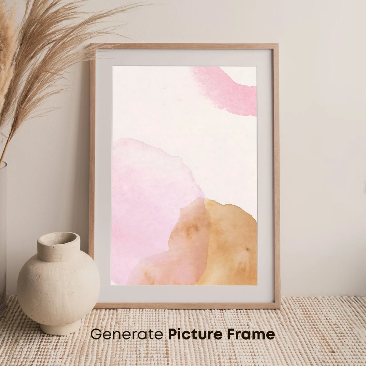 Abstract Watercolor Fusion: Pink and Gold Harmony - Image 7