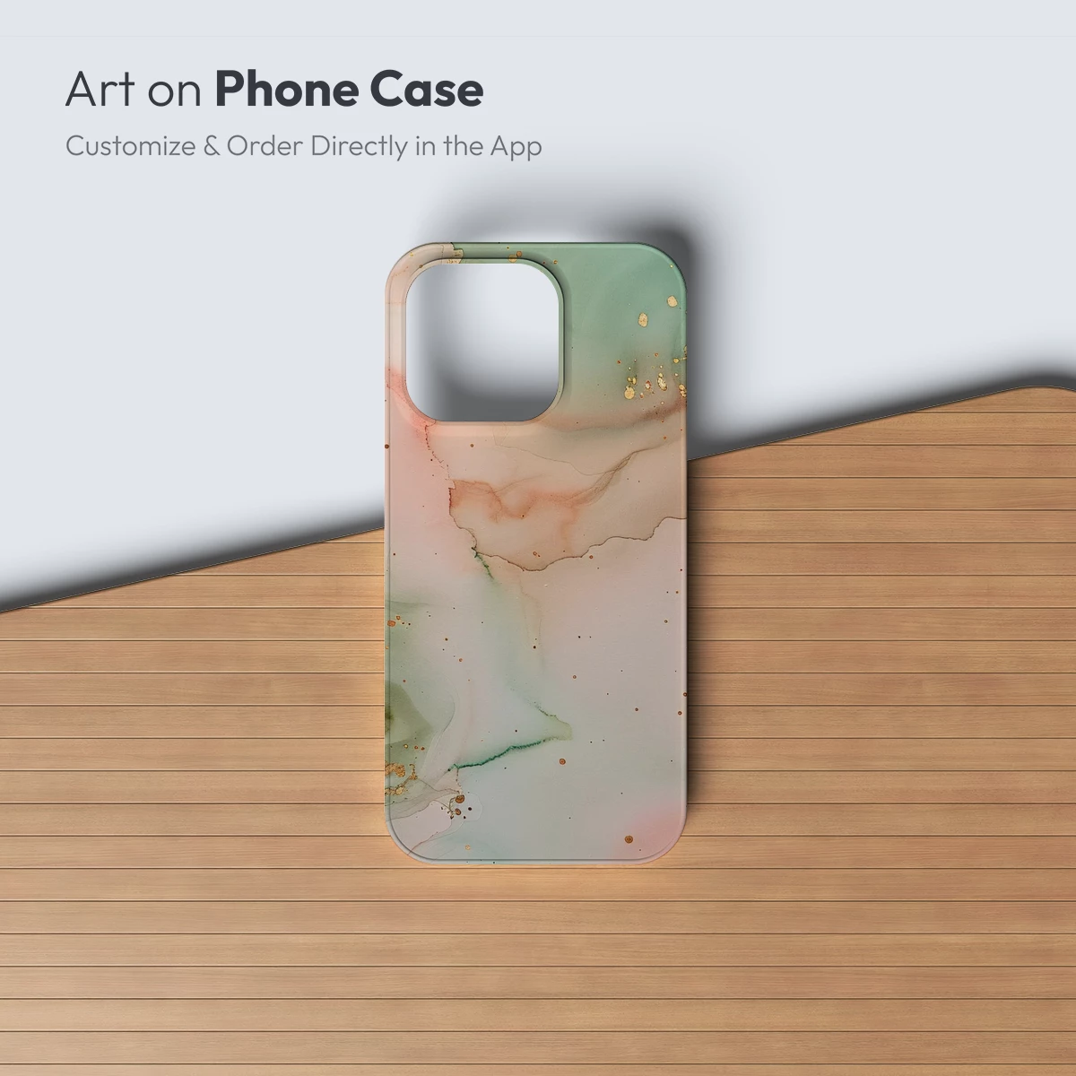 Golden Hues in Teal and Blush Abstract Art - Image 3