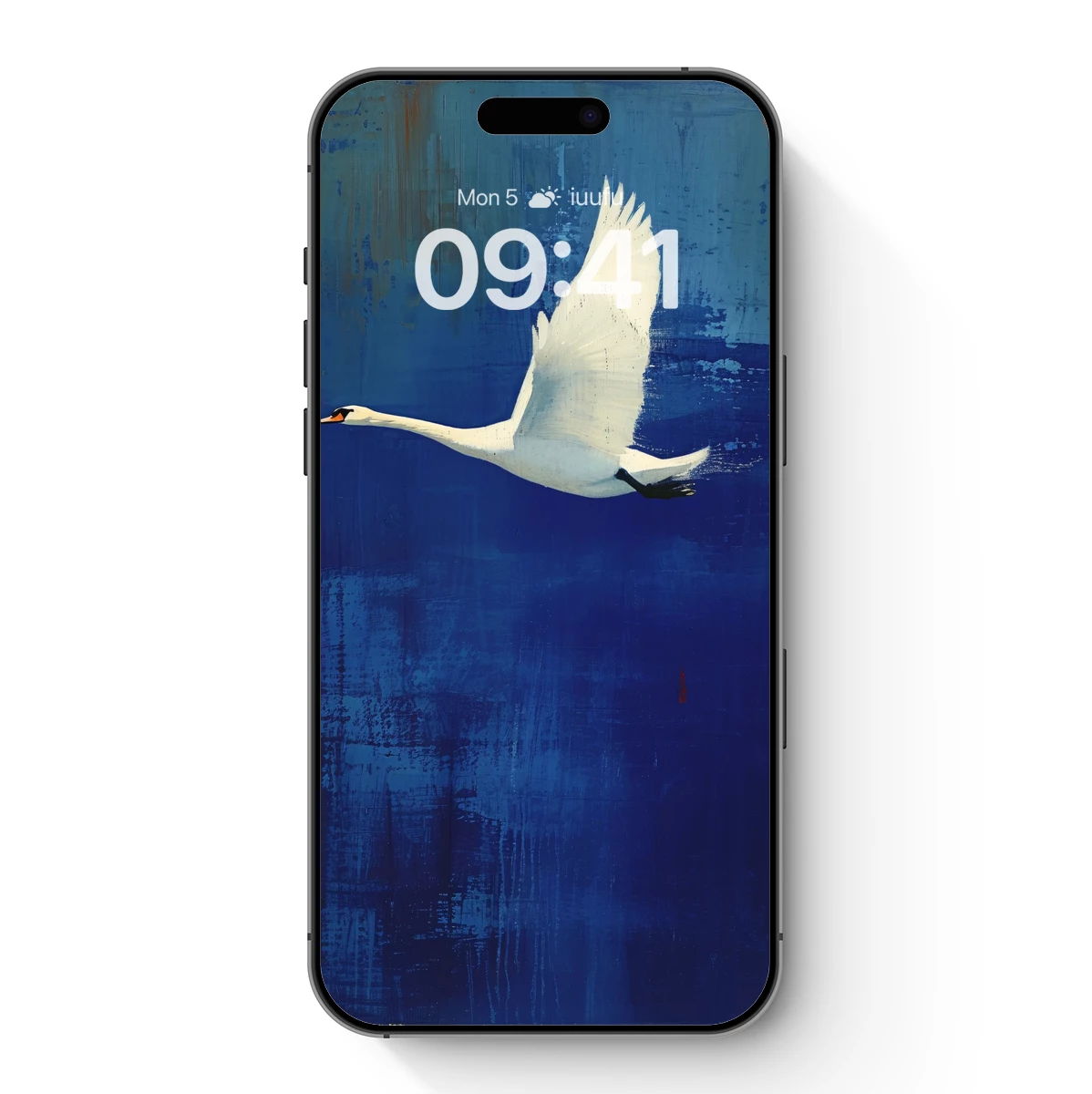 Ethereal Swan Flight: Abstract Blue Canvas