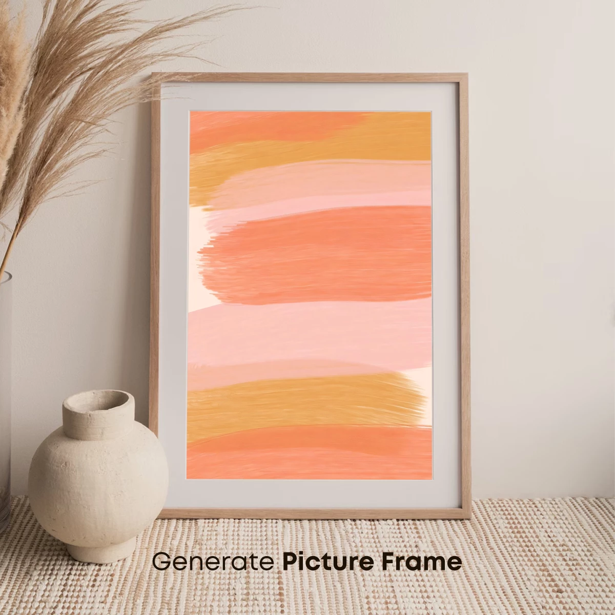Abstract Brushstroke Symphony in Peach and Gold - Image 7