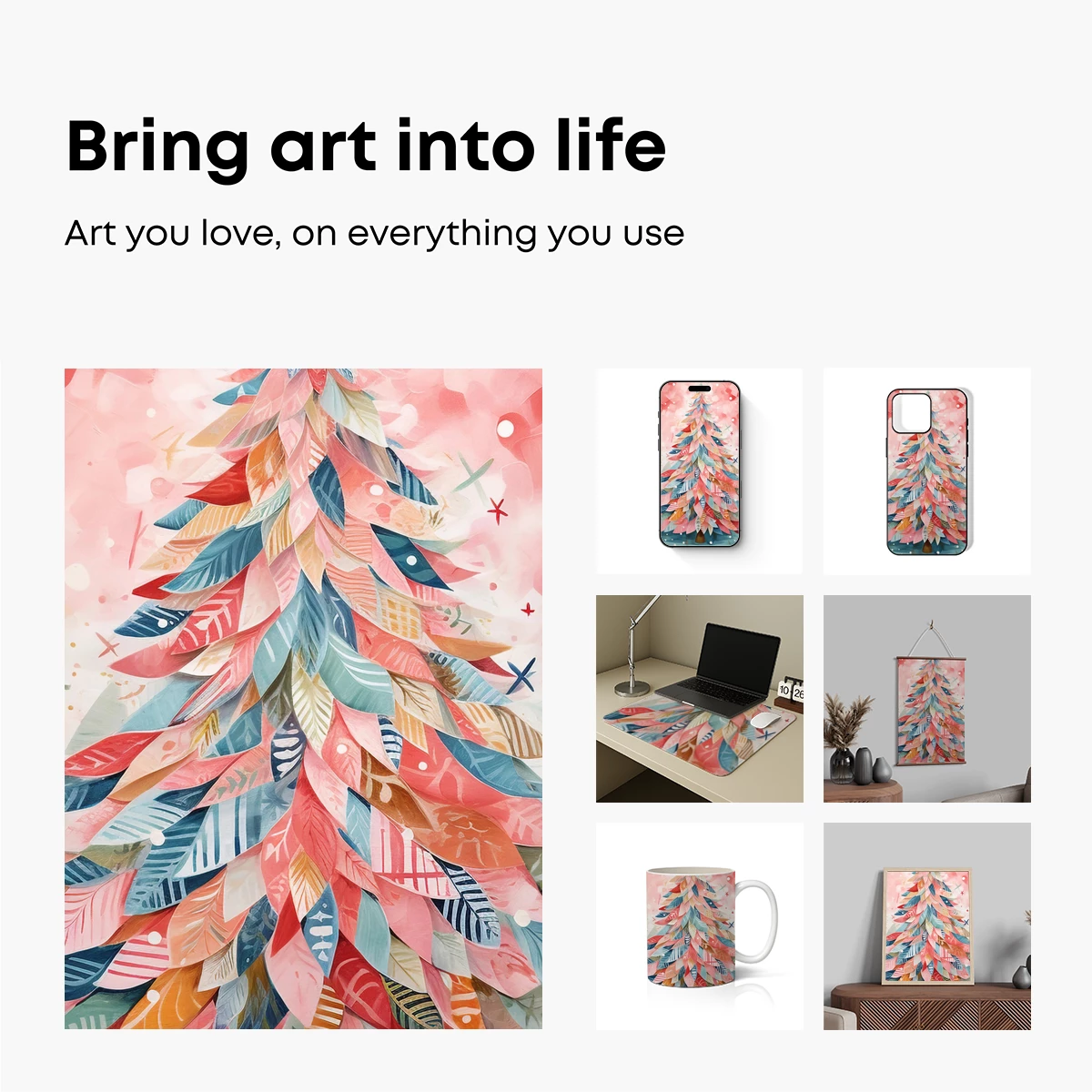 Feathered Christmas Tree in Pastel Wonderland - Image 2