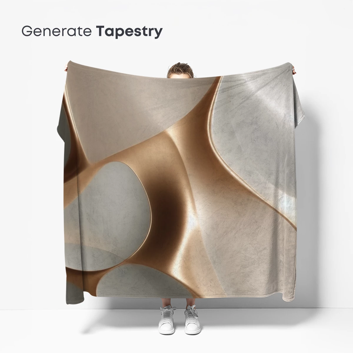 Golden Silk Veil: Abstract Elegance in Flowing Form - Image 5