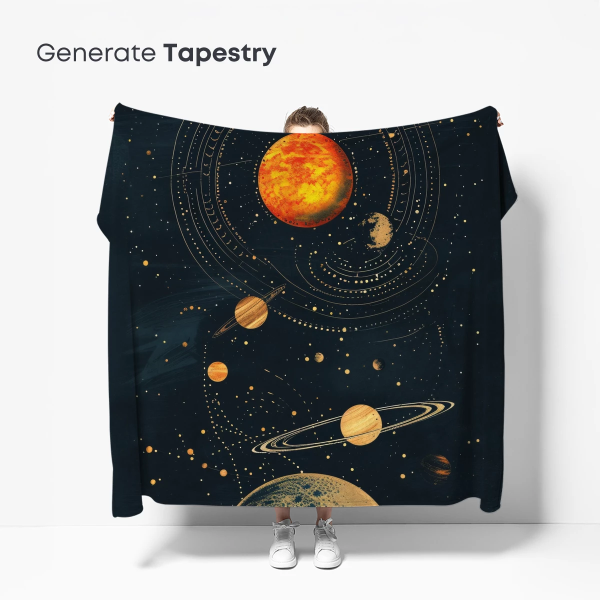 Celestial Harmony: Golden Planets in Cosmic Dance - Image 5