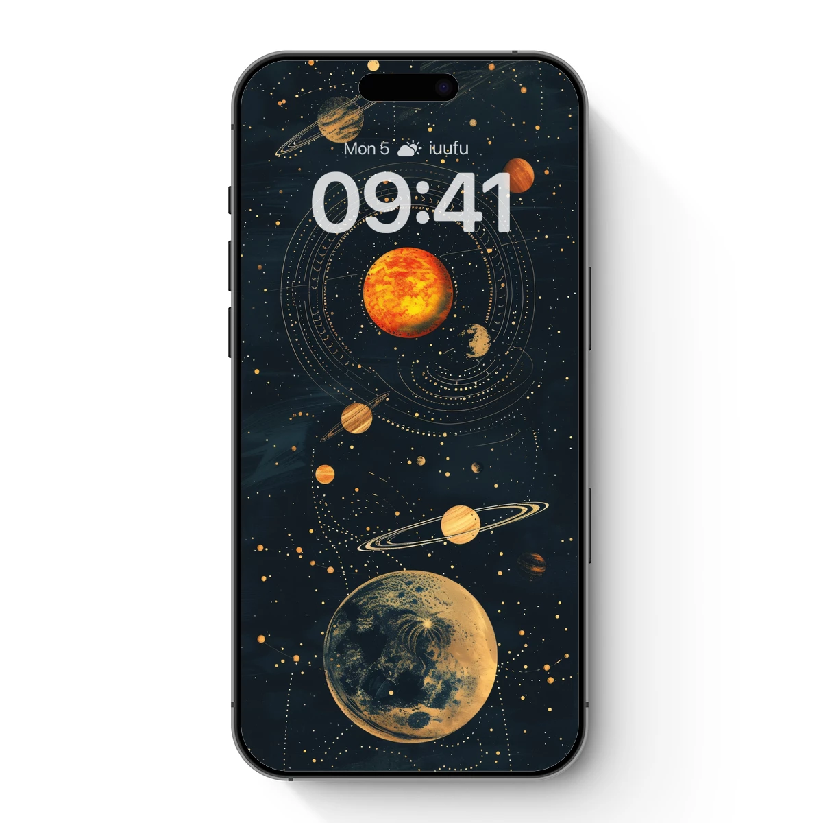 Celestial Harmony: Golden Planets in Cosmic Dance