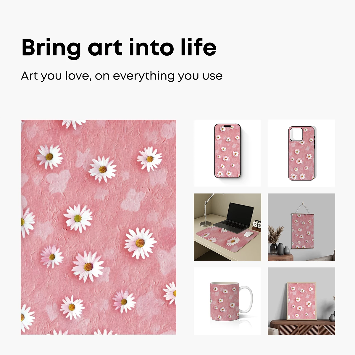 Daisy Delight on Blush Canvas - Image 2