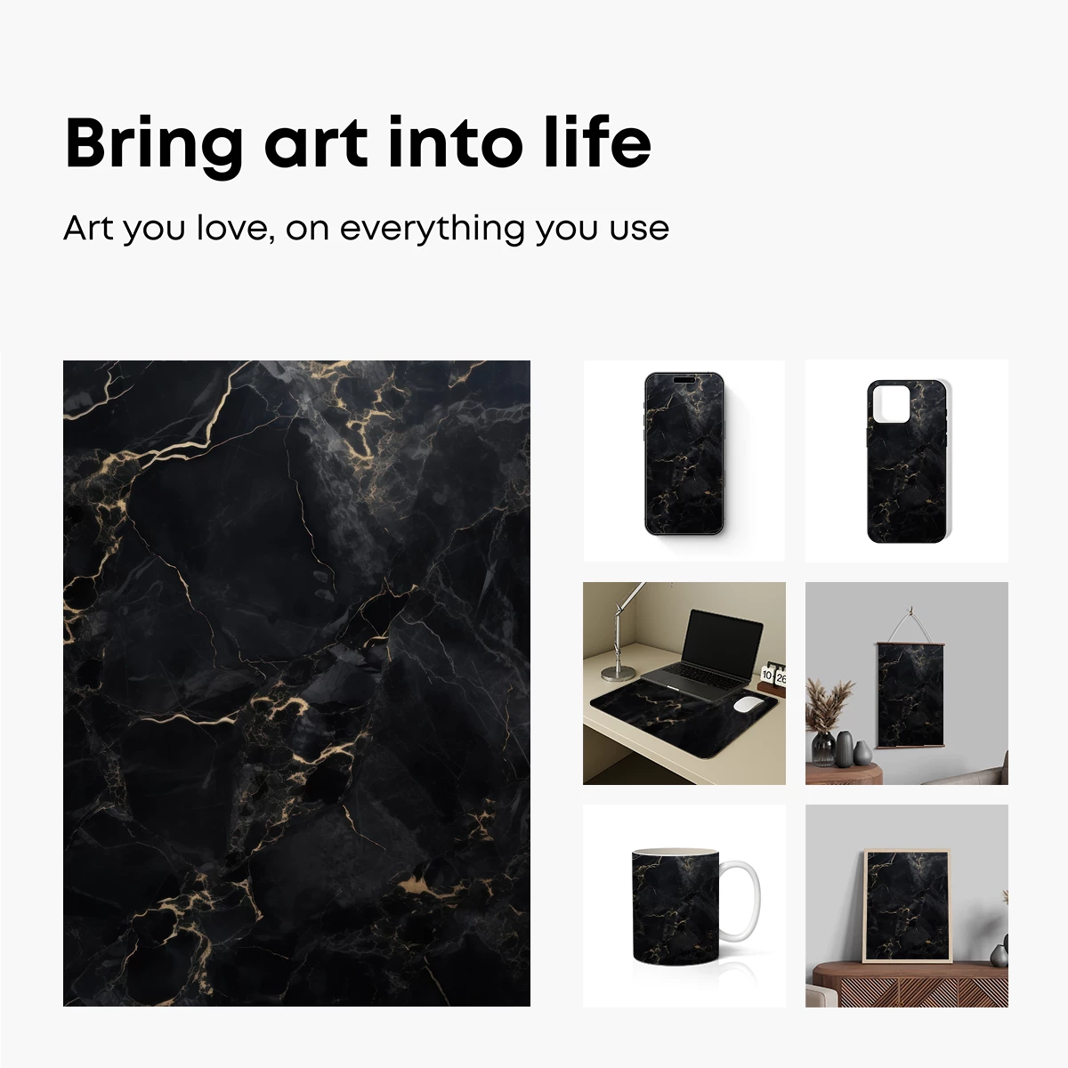 Elegant Black Marble with Golden Veins - Image 2