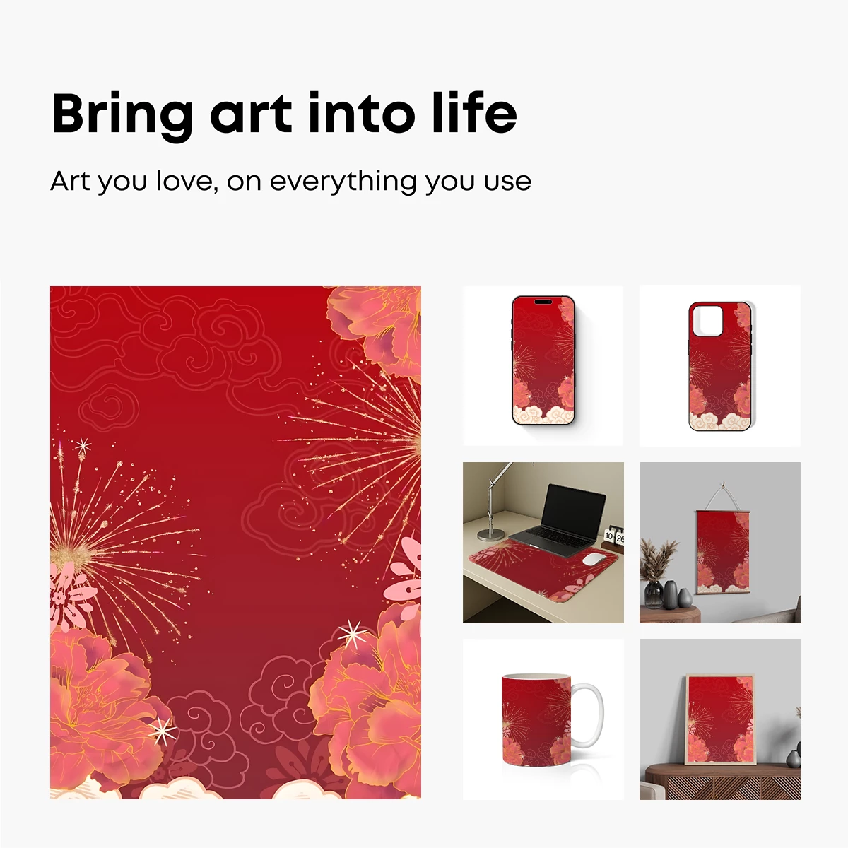 Blossom Fireworks: Festive Red Elegance - Image 2