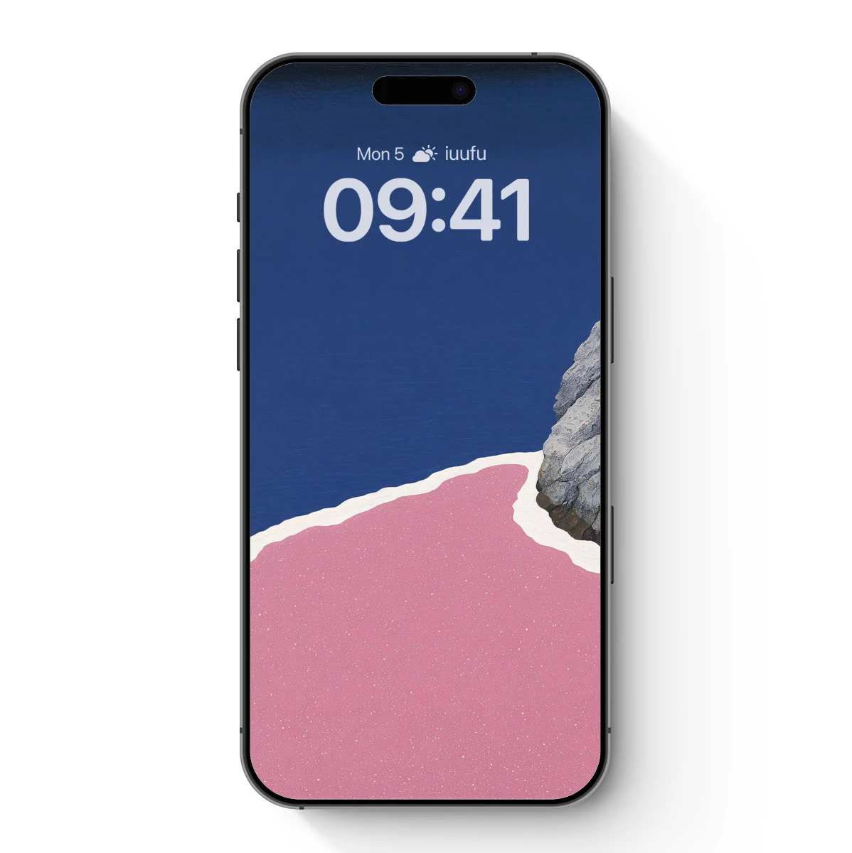 Pink Shoreline Serenity: Modern Minimalist Landscape