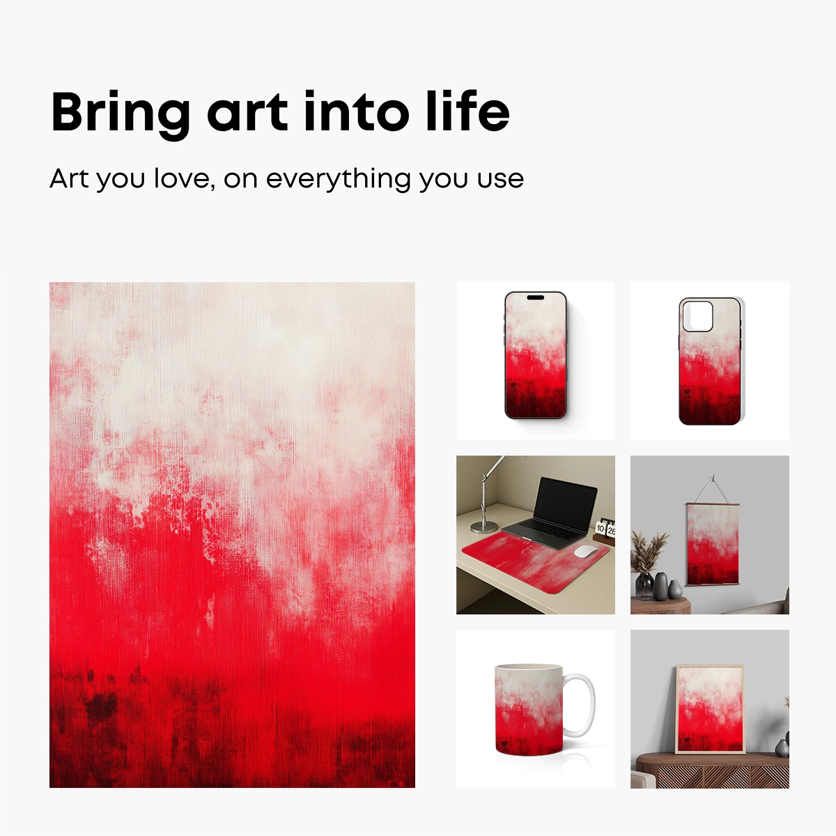 Crimson Canvas: Abstract Red and White Fusion - Image 2