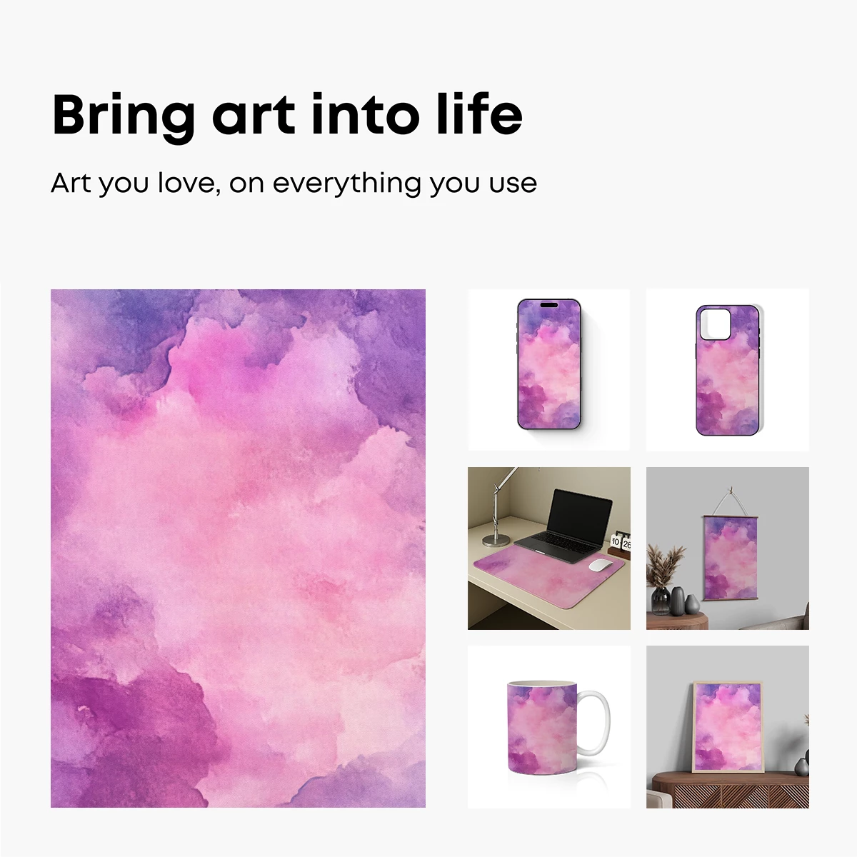 Ethereal Pink Clouds: Watercolor Dreamscape - Image 2