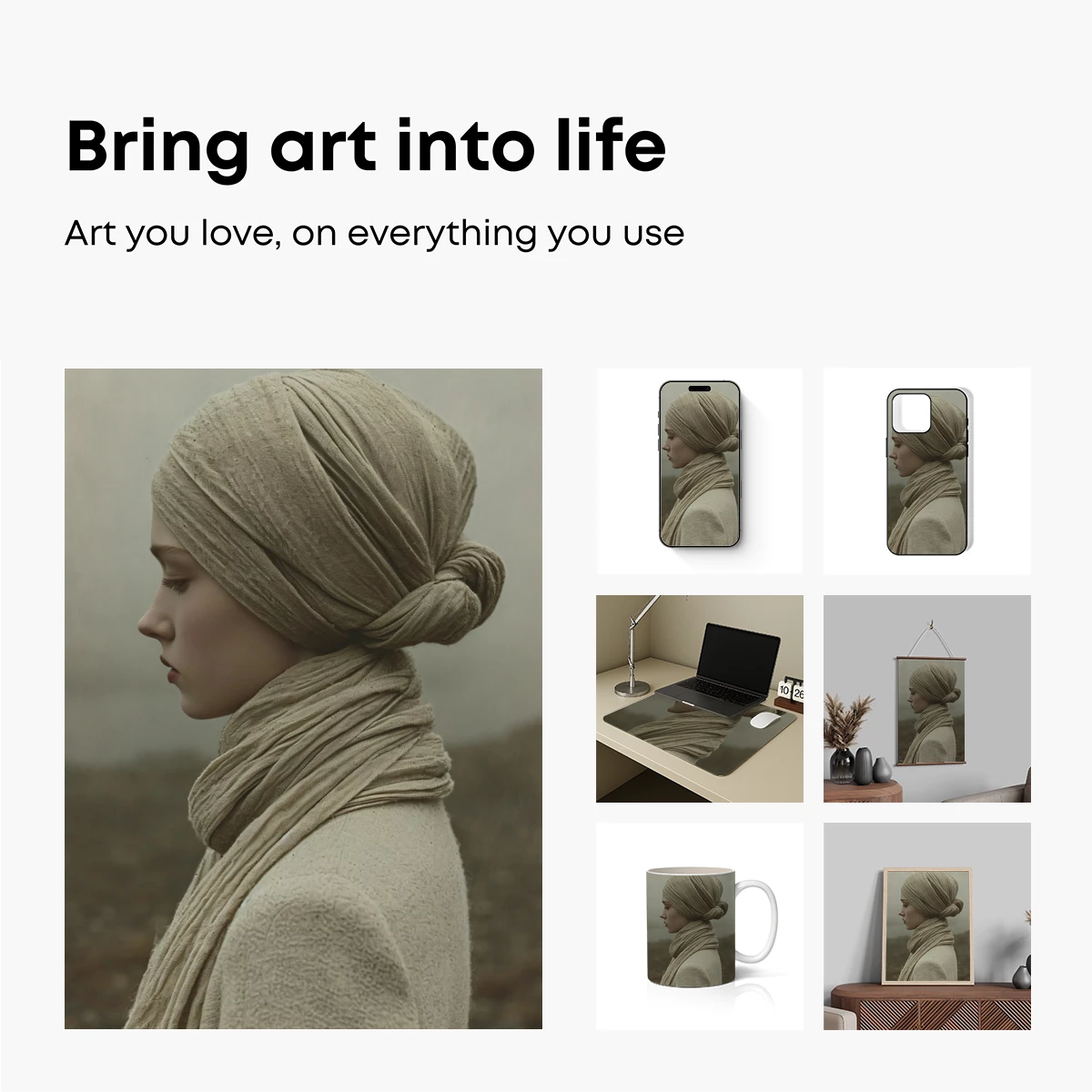 Ethereal Veil: Serene Profile in Neutral Tones - Image 2